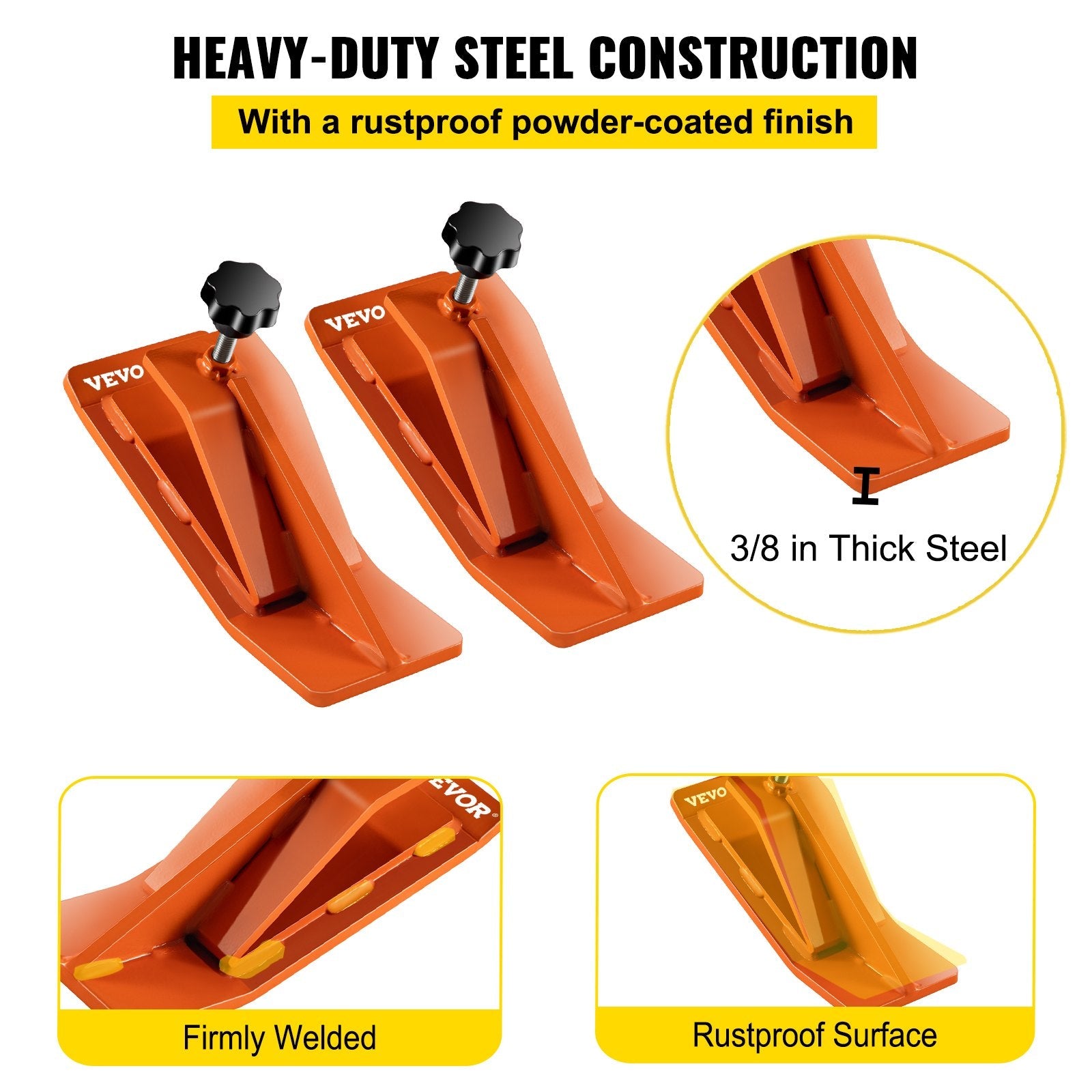VEVOR 2pcs Tractor Bucket Protector Ski Edge Tamer Protector Snow Removal Orange 