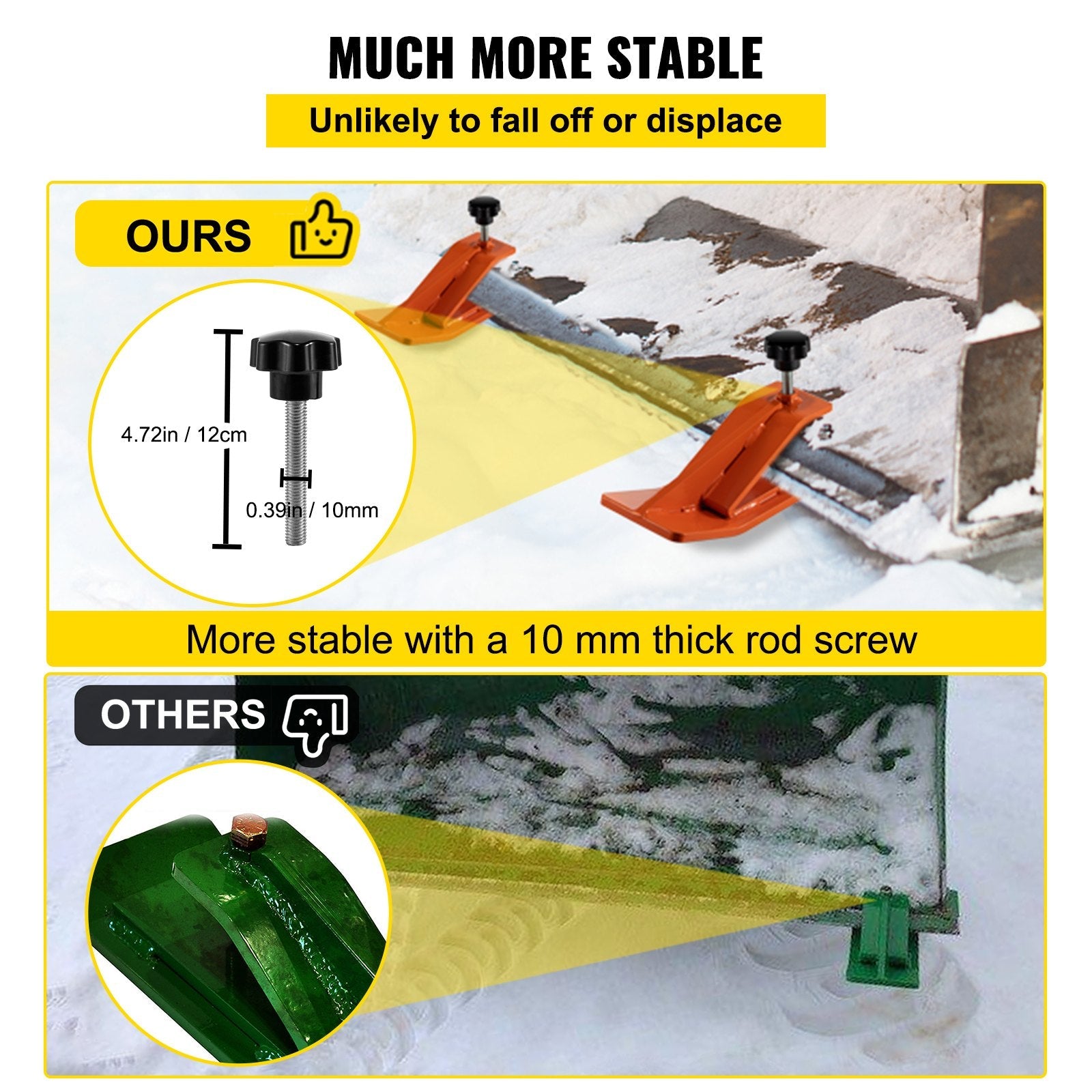 VEVOR 2pcs Tractor Bucket Protector Ski Edge Tamer Protector Snow Removal Orange 