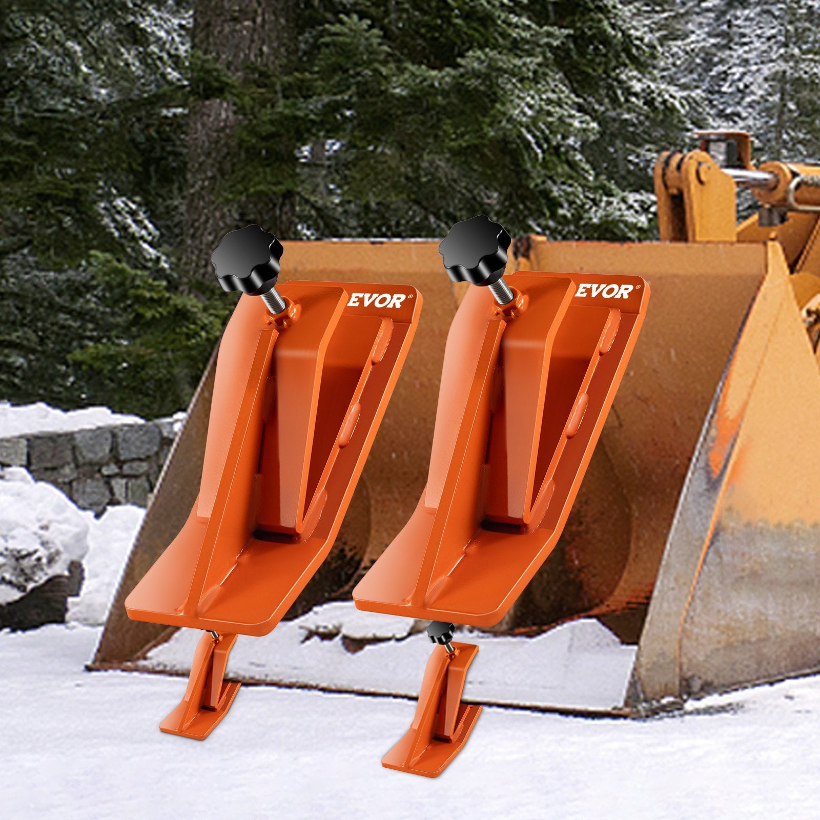 VEVOR 2pcs Tractor Bucket Protector Ski Edge Tamer Protector Snow Removal Orange 