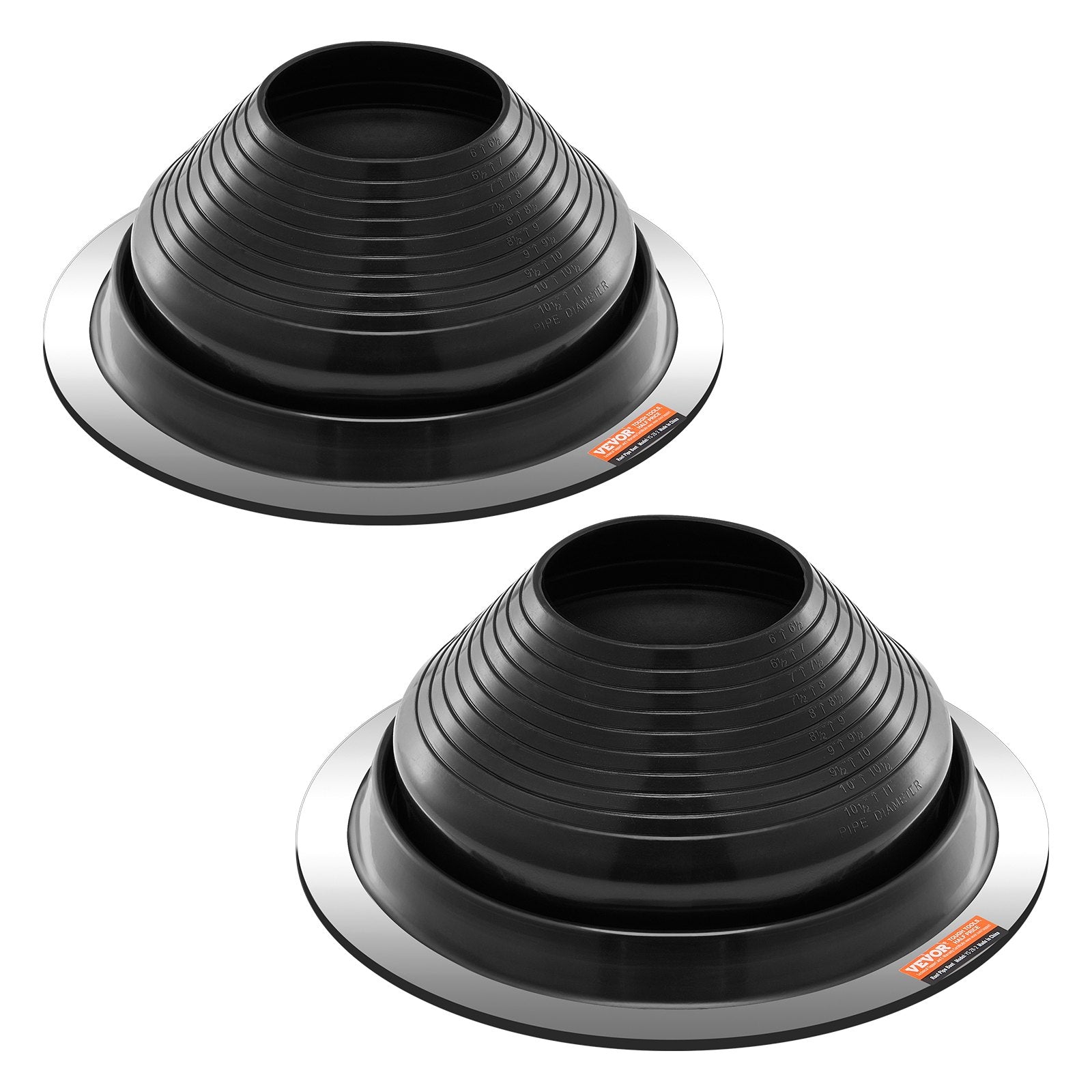 VEVOR 2 Pcs Metal Roof Pipe Flashing Boots Fit 6"-11" Pipe High Temp Black EDPM 