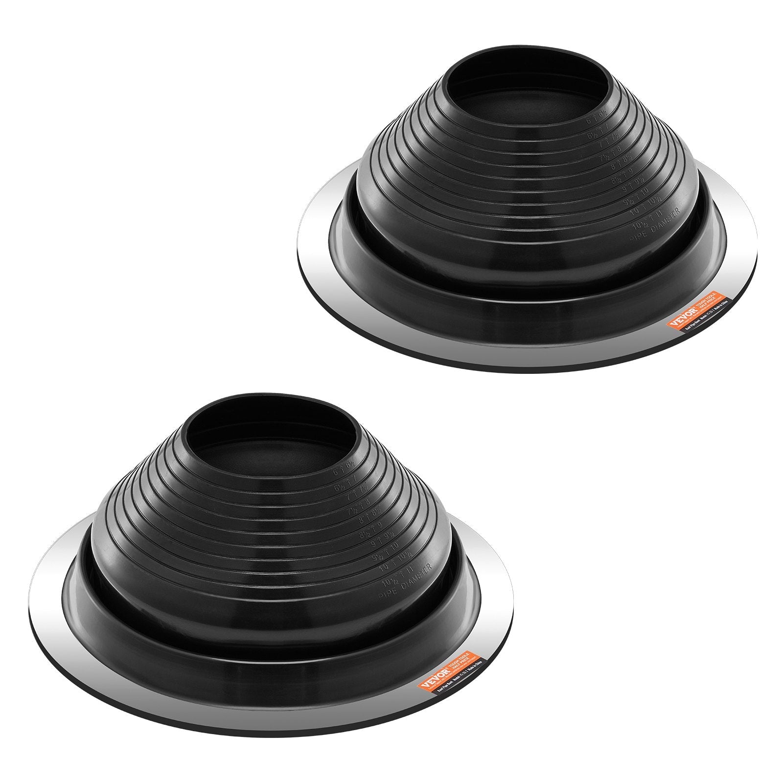 VEVOR 2 Pcs Metal Roof Pipe Flashing Boots Fit 6"-11" Pipe High Temp Black EDPM 
