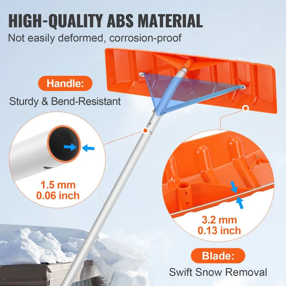 25-Inch Roof Snow Rake with 21 ft Aluminum Handle and Anti-Slip Grip