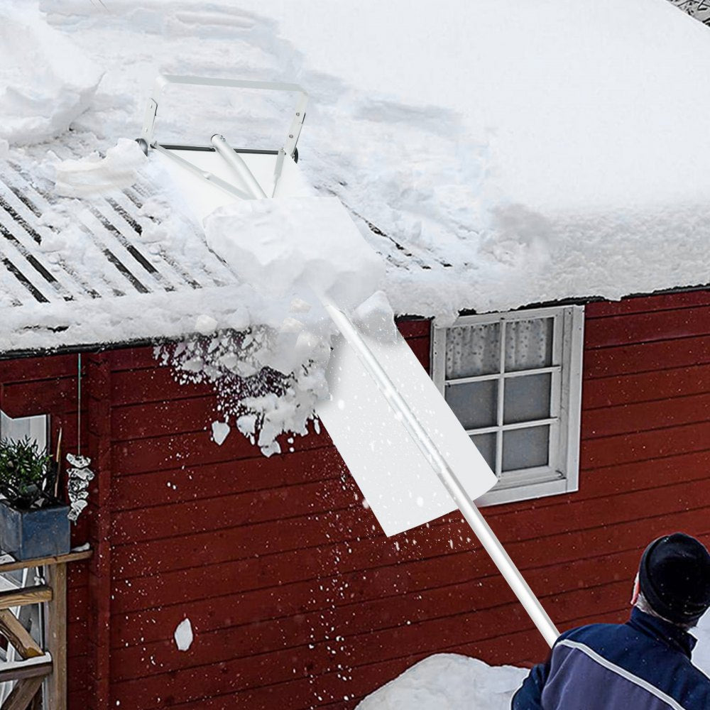 VEVOR Snow Roof Rake, 30ft Reach Aluminium Roof Shovel with Slide Cloth, Premium 19" Blade Snow Removal Tool, Safe on Roof with Roll Wheels, Anti-Slip Handle, Use for House Roof, Car Snow, Wet Leaves 