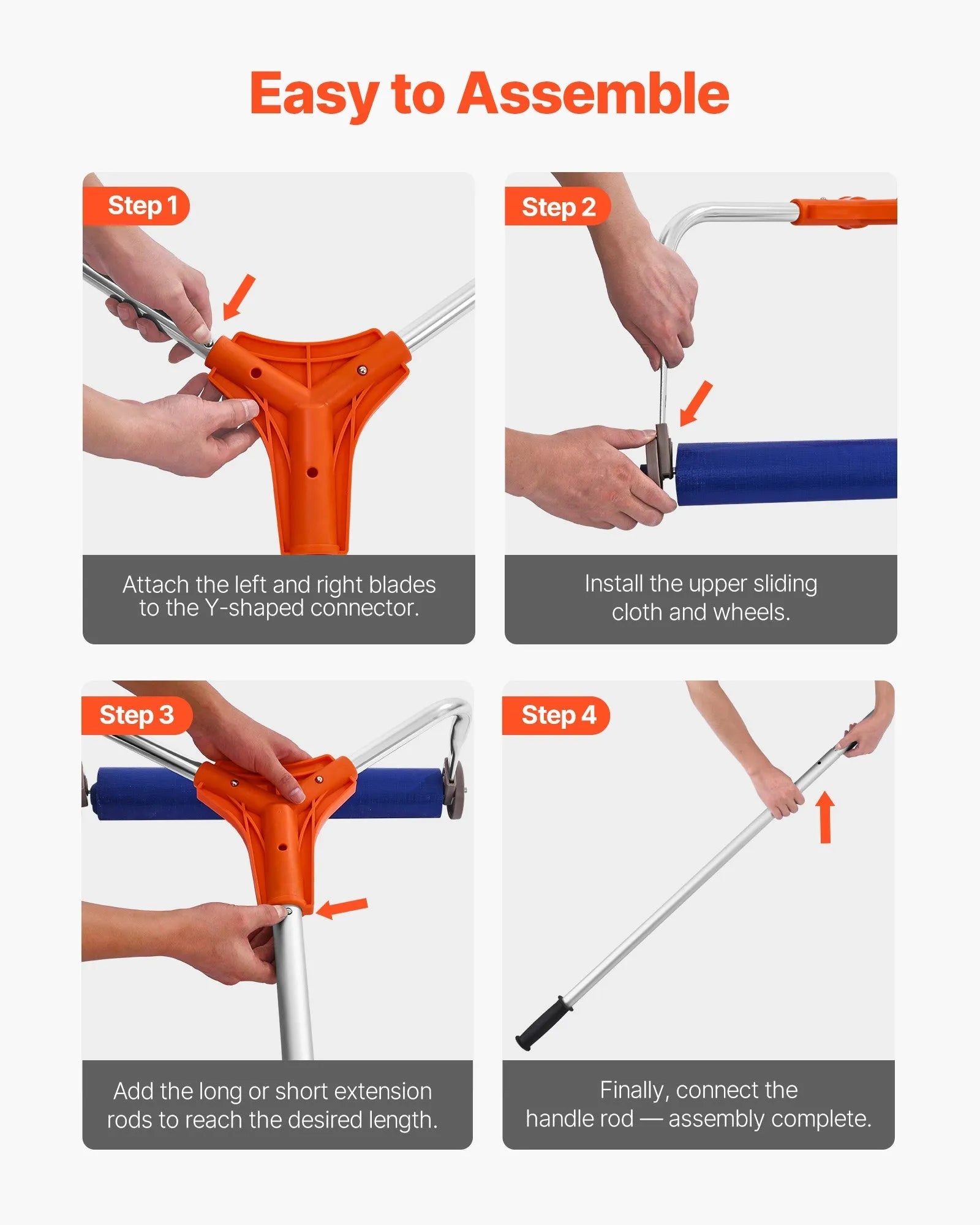 VEVOR Snow Roof Rake, 17 in Aluminum Blade, 4.1-17.2 ft Adjustable Roof Snow Scraper with Wheels & Slide, Lightweight Snows Removal Tool for House Rooftop Leaves Debris Clearing 