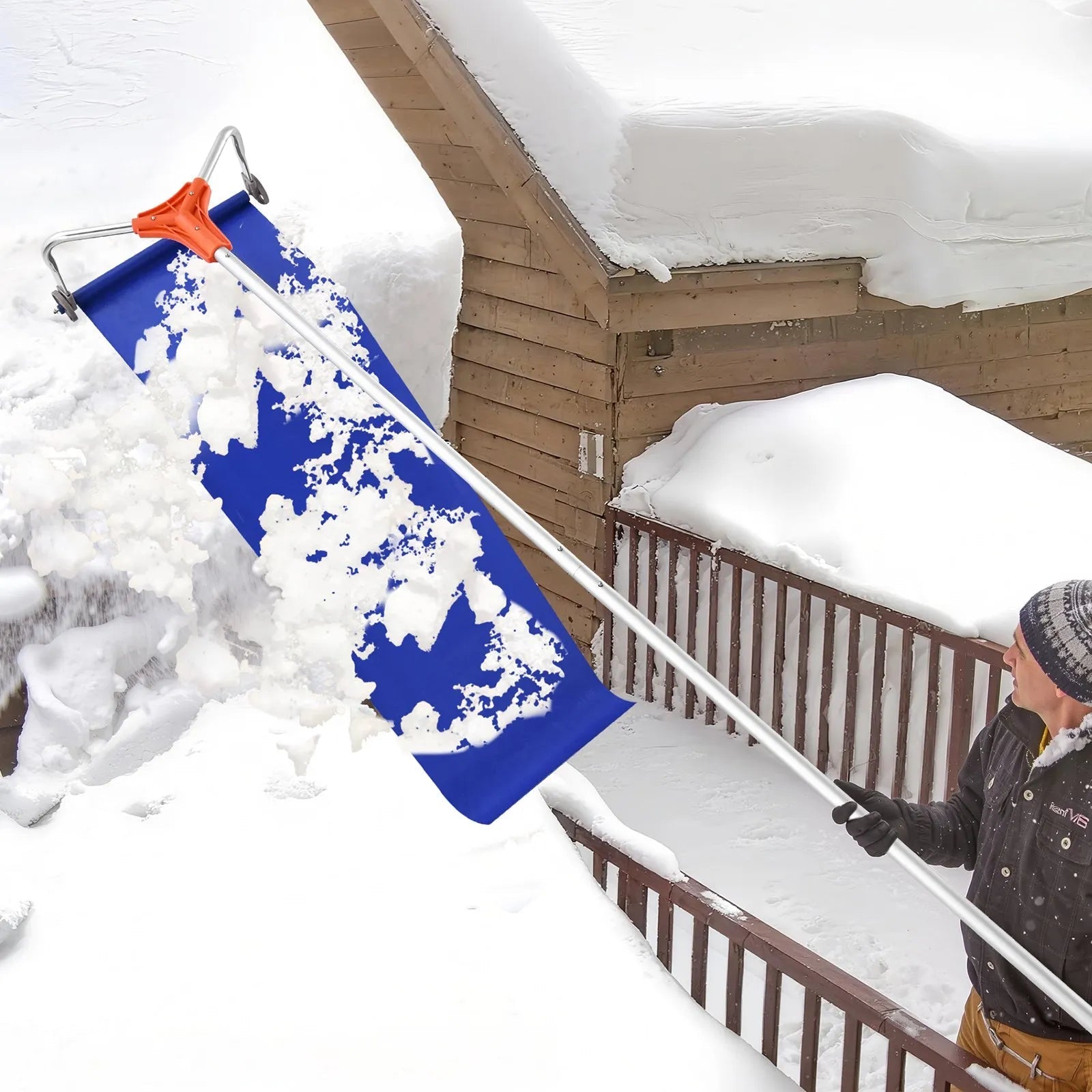 VEVOR Snow Roof Rake, 17 in Aluminum Blade, 4.1-17.2 ft Adjustable Roof Snow Scraper with Wheels & Slide, Lightweight Snows Removal Tool for House Rooftop Leaves Debris Clearing 