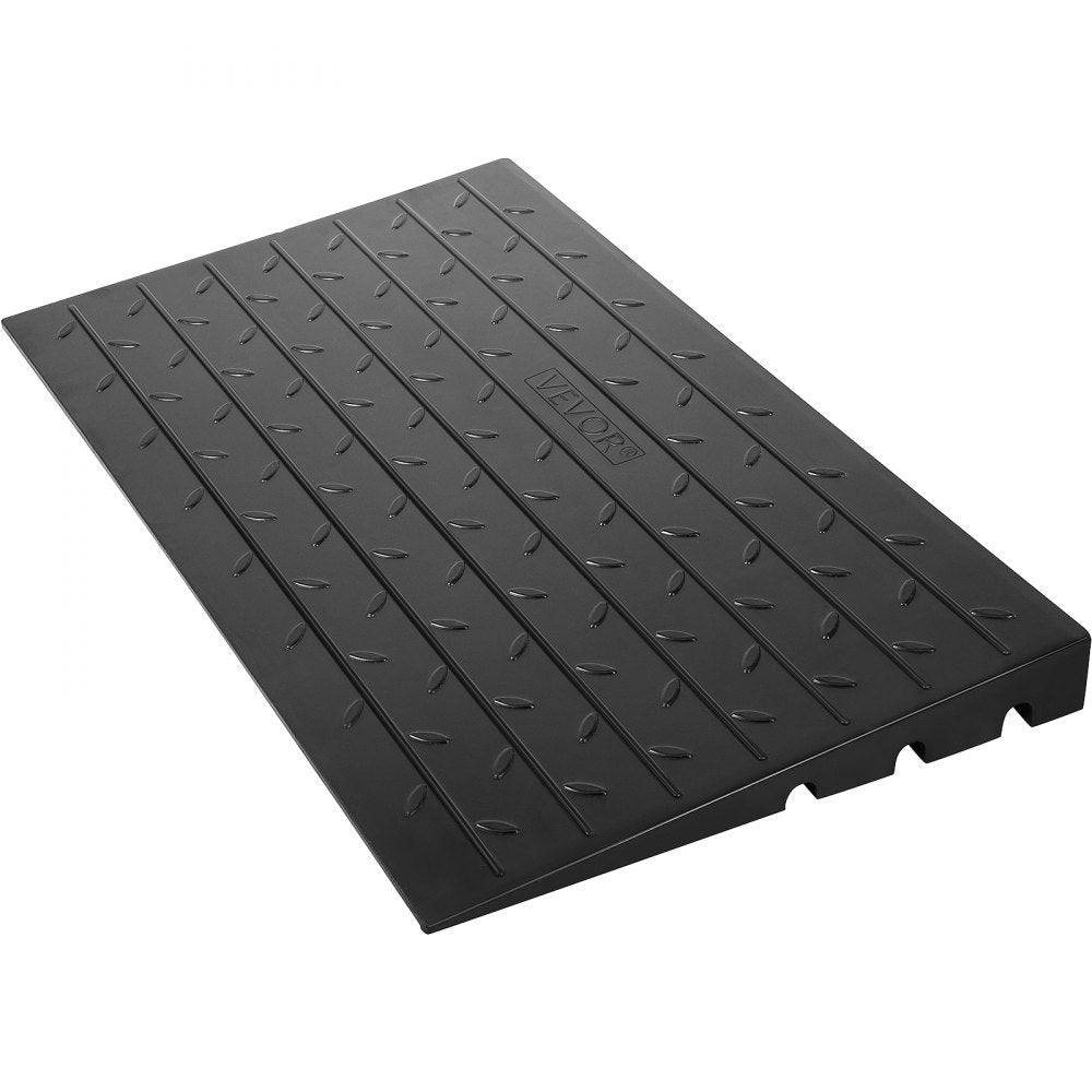 VEVOR Rubber Threshold Ramp, 2.6" Rise Threshold Ramp Doorway, 3 Channels Cord Cover Rubber Solid Threshold Ramp, Rubber Angled Entry Rated 2202 Lbs Load Capacity for Wheelchair and Scooter 