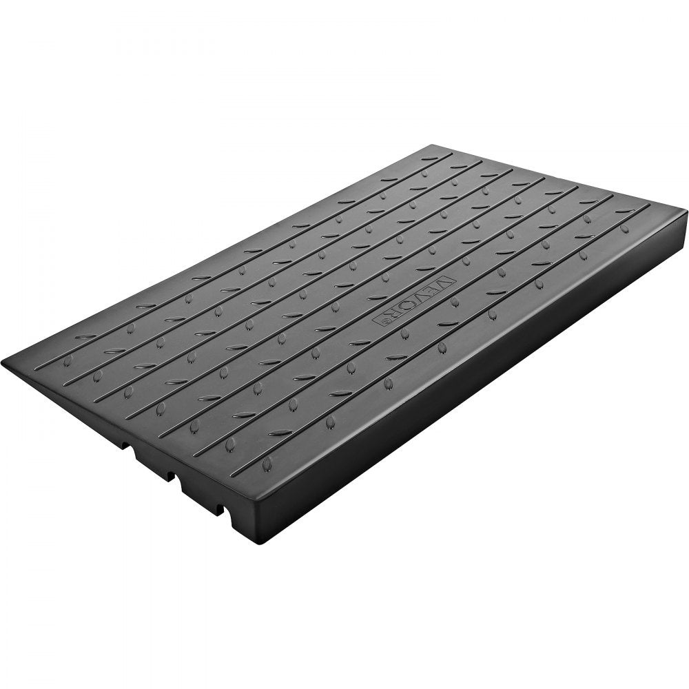 VEVOR Rubber Threshold Ramp, 2.6" Rise Threshold Ramp Doorway, 3 Channels Cord Cover Rubber Solid Threshold Ramp, Rubber Angled Entry Rated 2202 Lbs Load Capacity for Wheelchair and Scooter 