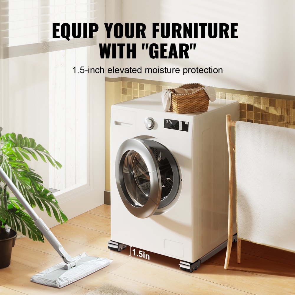 VEVOR Heavy Duty Furniture Appliances Rollers, 660 lbs Total Load, Extendable Appliance Rollers Mobile Washing Machine Base, Fridge Stand Dolly Movers for Refrigerators, Dryers, Dishwashers, White 
