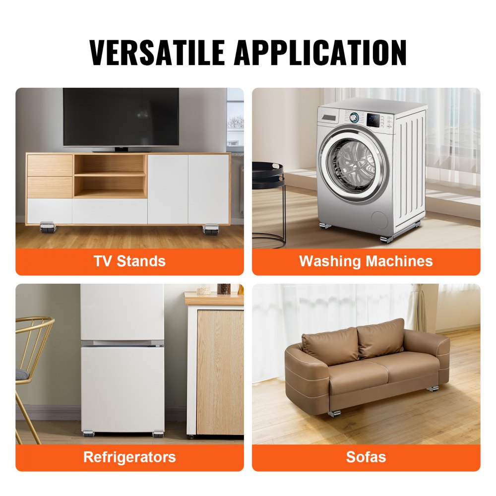 VEVOR Heavy Duty Furniture Appliances Rollers, 660 lbs Total Load, Extendable Appliance Rollers Mobile Washing Machine Base, Fridge Stand Dolly Movers for Refrigerators, Dryers, Dishwashers, White 