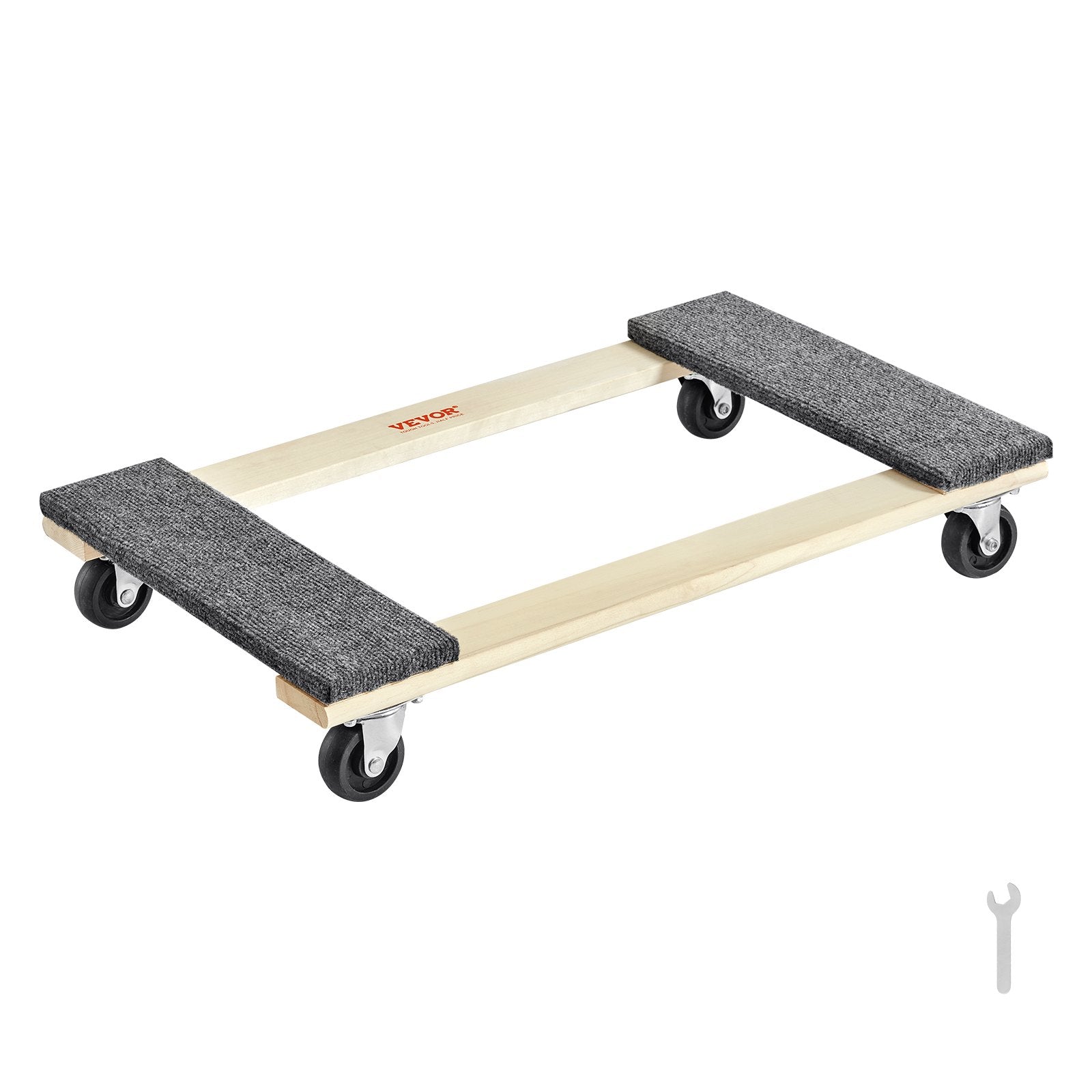 VEVOR Furniture Dolly, 1000 lbs Load Capacity, 18" x 30", 4 x 3" PP Swivel Casters, Heavy Duty Hardwood Furniture Moving Dolly, Mover's Dolly, Moving Cart with Wheels for Heavy Furniture Home Cleaning 