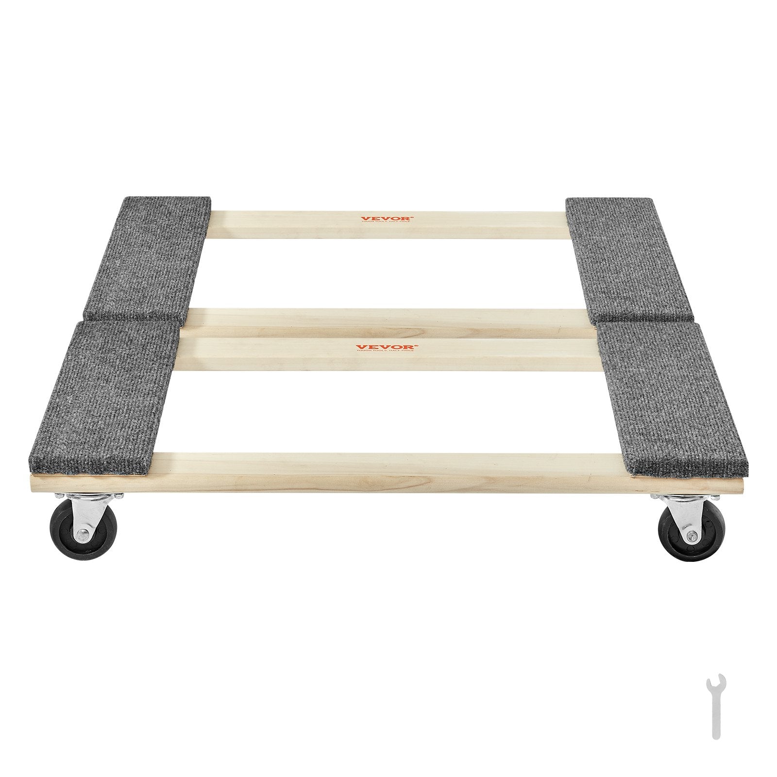 VEVOR Furniture Dolly, 1000 lbs Each Load Capacity, 2 Packs, 18" x 30", 8 x 3" PP Swivel Casters, Heavy Duty Hardwood Furniture Moving Dolly, Mover's Dolly, Moving Cart with Wheels for Heavy Furniture 