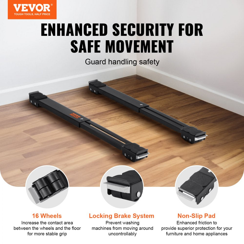 VEVOR Furniture Dolly Mobile Roller Extendable Appliance Rollers 660 lbs Load 