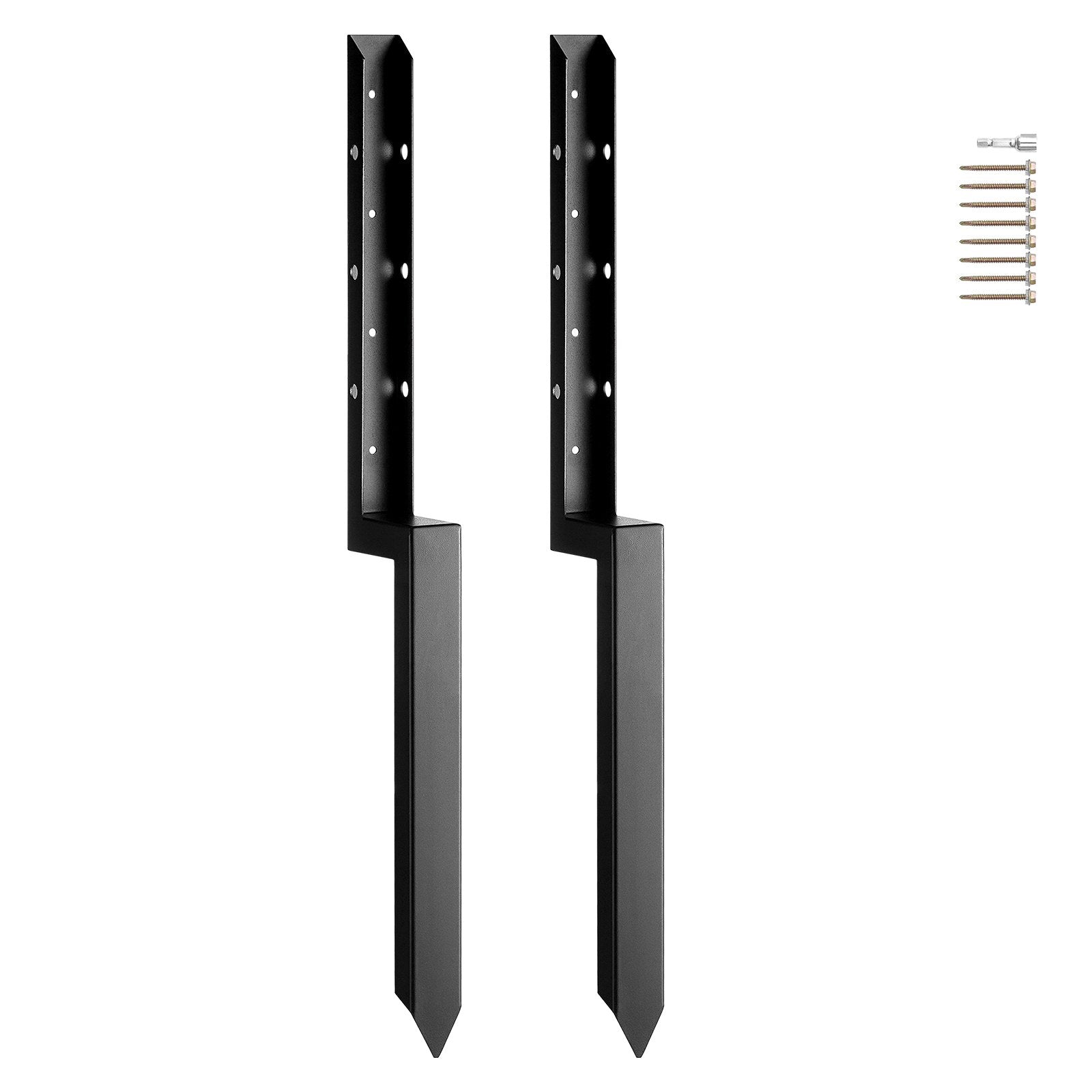 VEVOR Fence Post Anchor Repair Kit, 2 Pack Inner Diameter 2 x2 Inches Heavy Duty Steel Fence Post Support Stakes, Anchor Ground Spike for Repair Tilted, Broken Wood Fence Post 