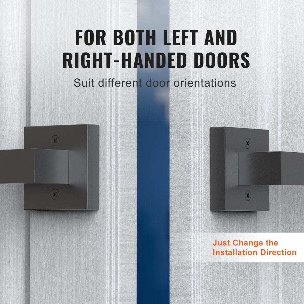VEVOR Dummy Door Lever, 2 PCS Non-Turning Single Side Push/Pull Handle, Contemporary Square Door Lever Set, Reversible for Right and Left Sided Doors,For Pantry, Closet, and French Doors, Matte Black 