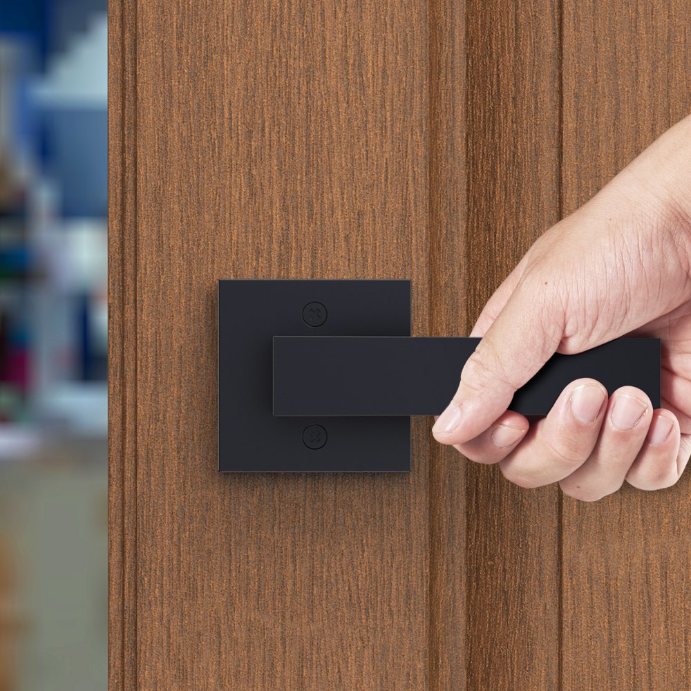 VEVOR Dummy Door Lever, 2 PCS Non-Turning Single Side Push/Pull Handle, Contemporary Square Door Lever Set, Reversible for Right and Left Sided Doors,For Pantry, Closet, and French Doors, Matte Black 