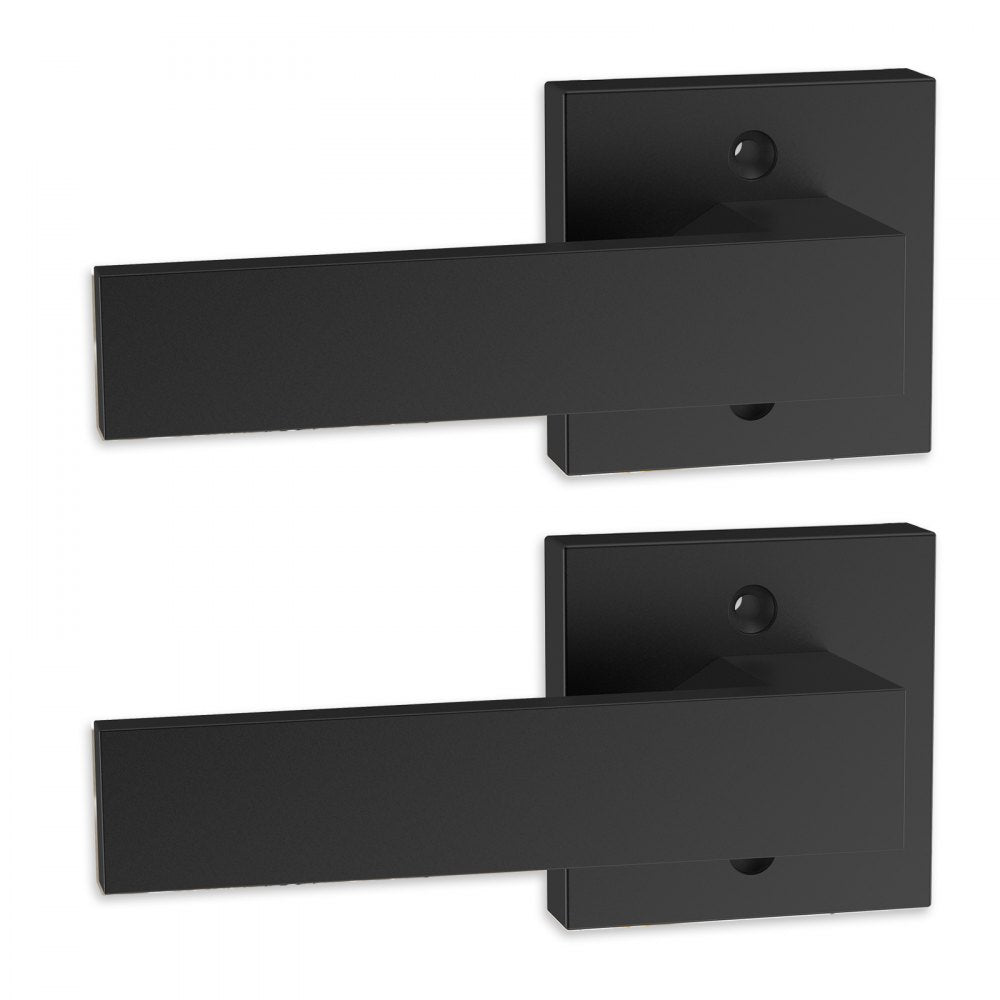 VEVOR Dummy Door Lever, 2 PCS Non-Turning Single Side Push/Pull Handle, Contemporary Square Door Lever Set, Reversible for Right and Left Sided Doors,For Pantry, Closet, and French Doors, Matte Black 