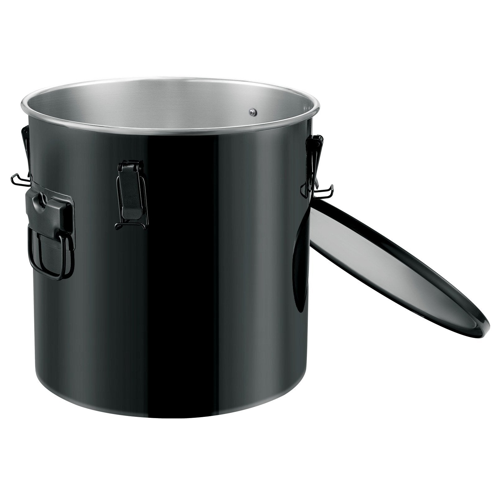 VEVOR Fryer Grease Bucket, 10 Gal Oil Disposal Caddy Stainless Steel Fryer Oil Bucket Rust-Proof Coating, Oil Transport Container with Lid, Lock Clips, Filter Bag for Hot Cooking Oil Filtering, Black 