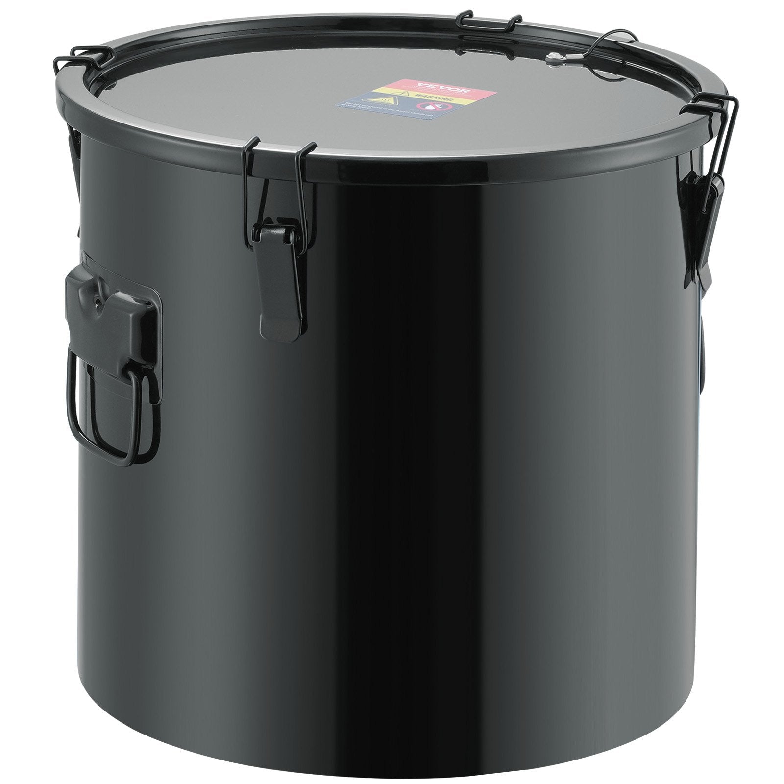 VEVOR Fryer Grease Bucket, 10 Gal Oil Disposal Caddy Stainless Steel Fryer Oil Bucket Rust-Proof Coating, Oil Transport Container with Lid, Lock Clips, Filter Bag for Hot Cooking Oil Filtering, Black 