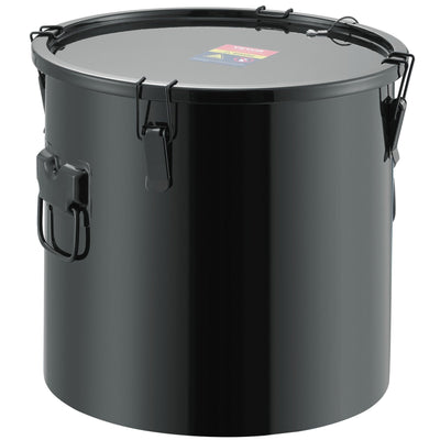 VEVOR Fryer Grease Bucket, 10 Gal Oil Disposal Caddy Stainless Steel Fryer Oil Bucket Rust-Proof Coating, Oil Transport Container with Lid, Lock Clips, Filter Bag for Hot Cooking Oil Filtering, Black 