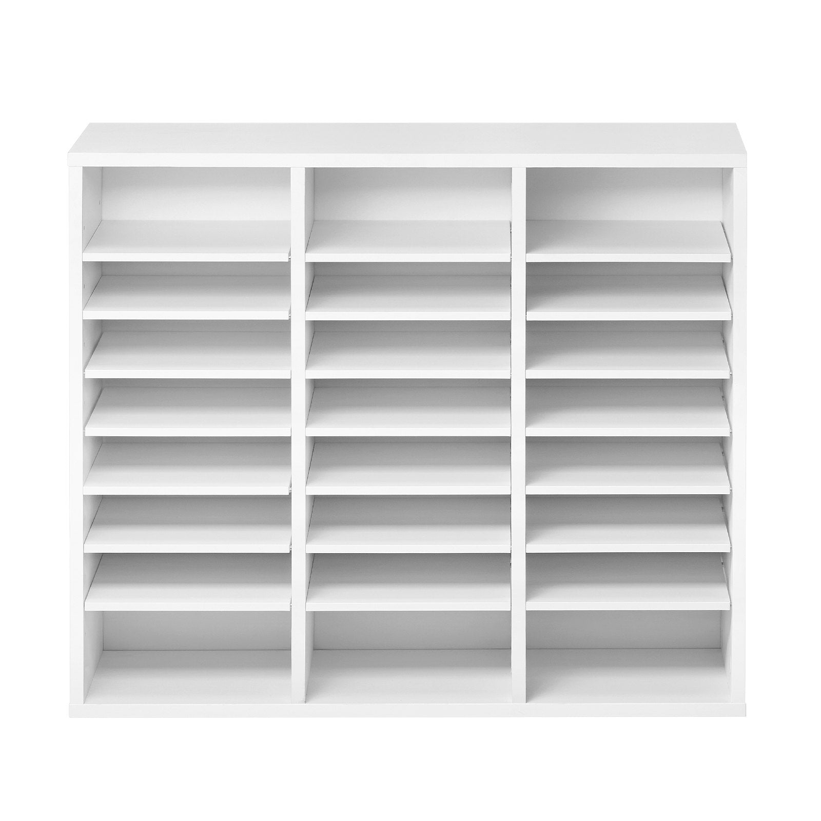 VEVOR Wooden Literature Organizer 24 Compartments with Adjustable Shelves White 