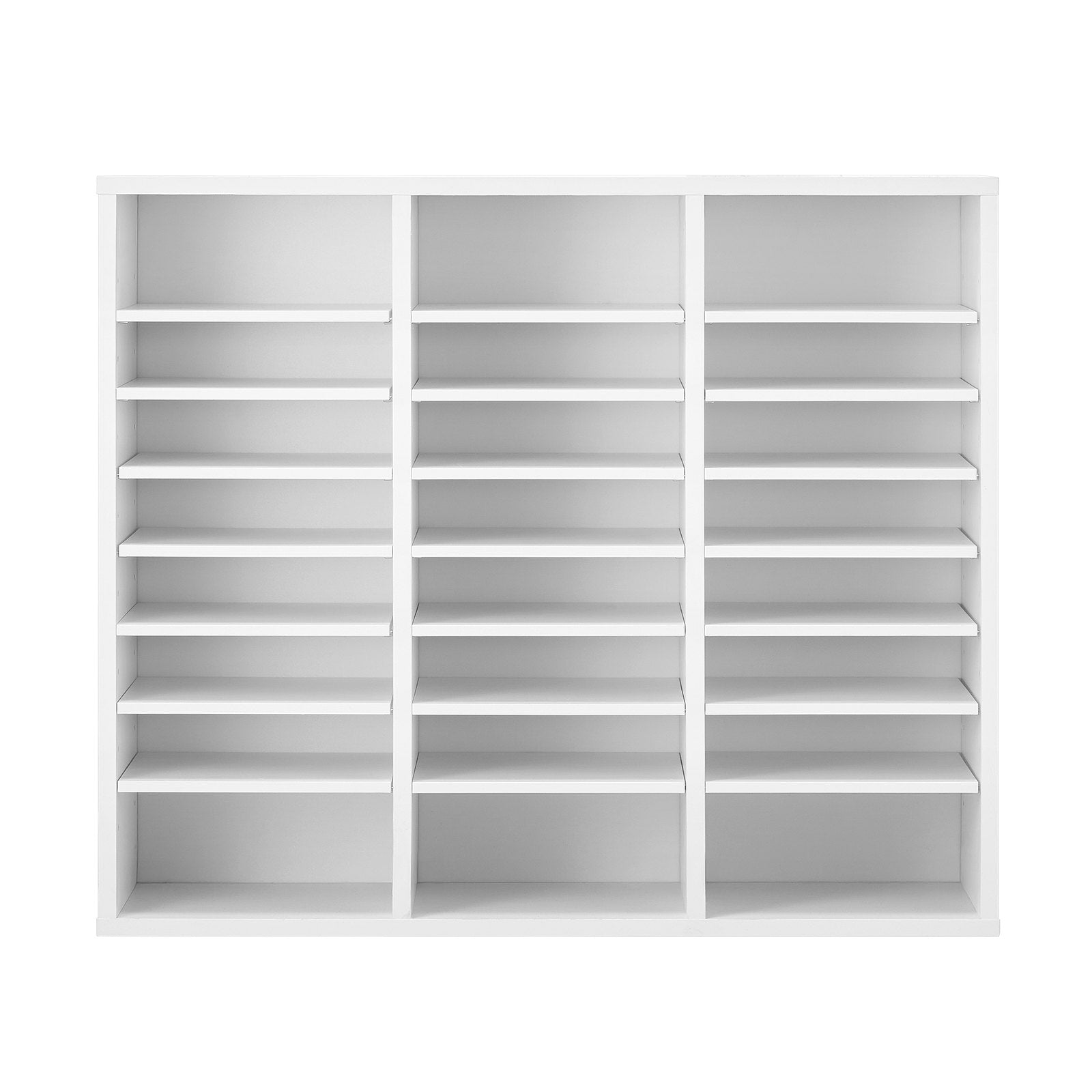 VEVOR Wooden Literature Organizer 24 Compartments with Adjustable Shelves White 