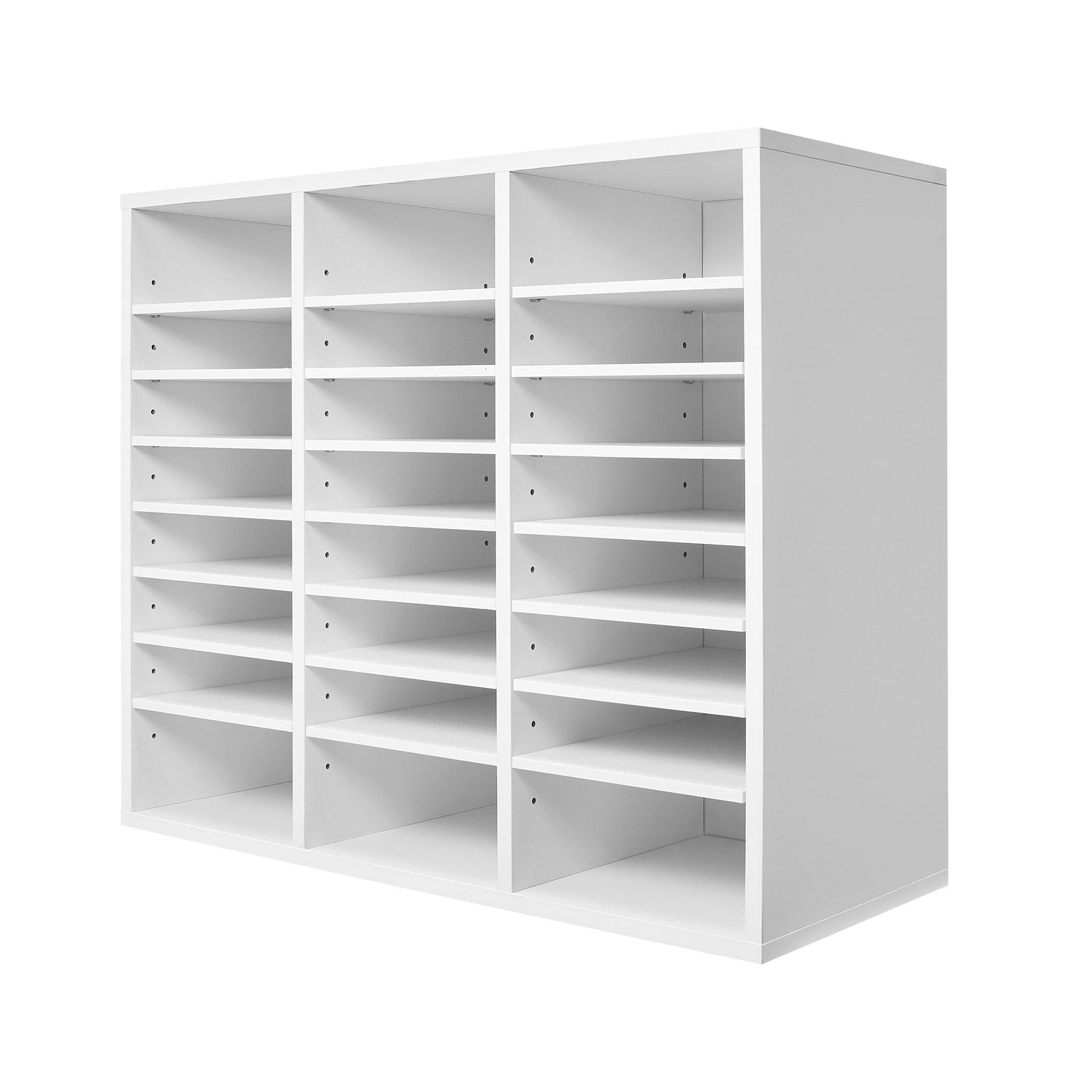 VEVOR Wooden Literature Organizer 24 Compartments with Adjustable Shelves White 