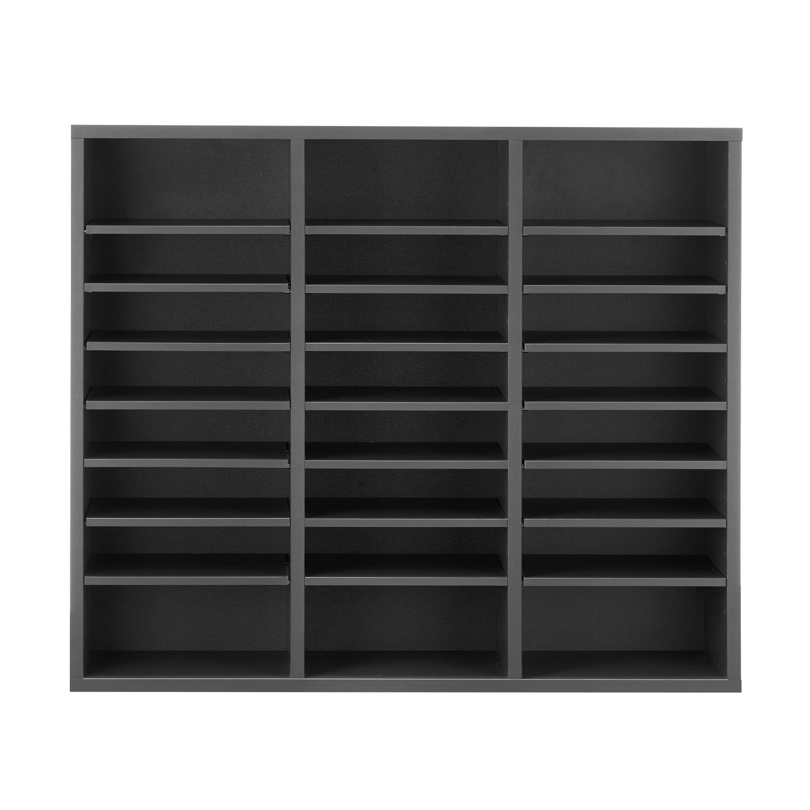 VEVOR Wooden Literature Organizer 24 Compartments with Adjustable Shelves Grey 