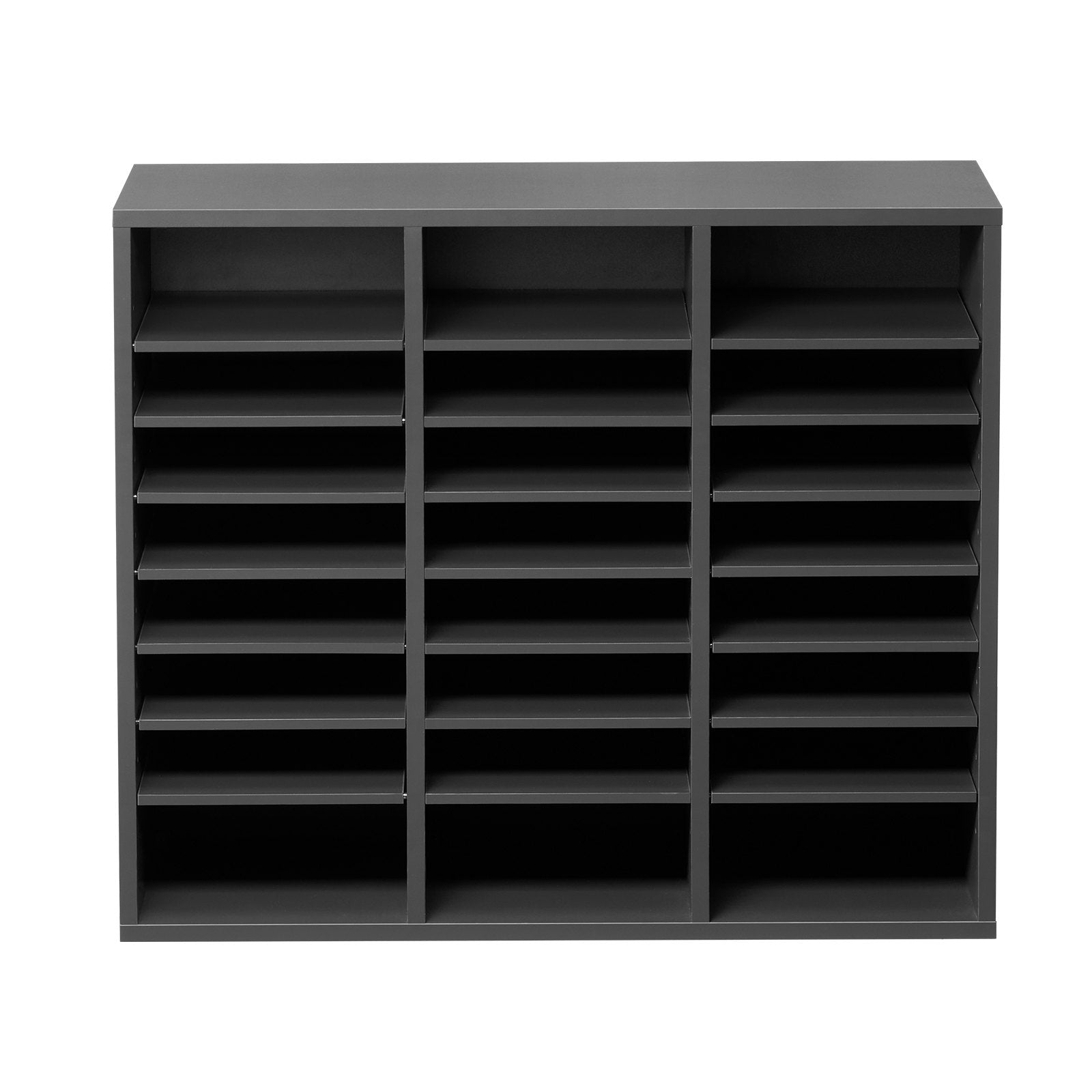 VEVOR Wooden Literature Organizer 24 Compartments with Adjustable Shelves Grey 