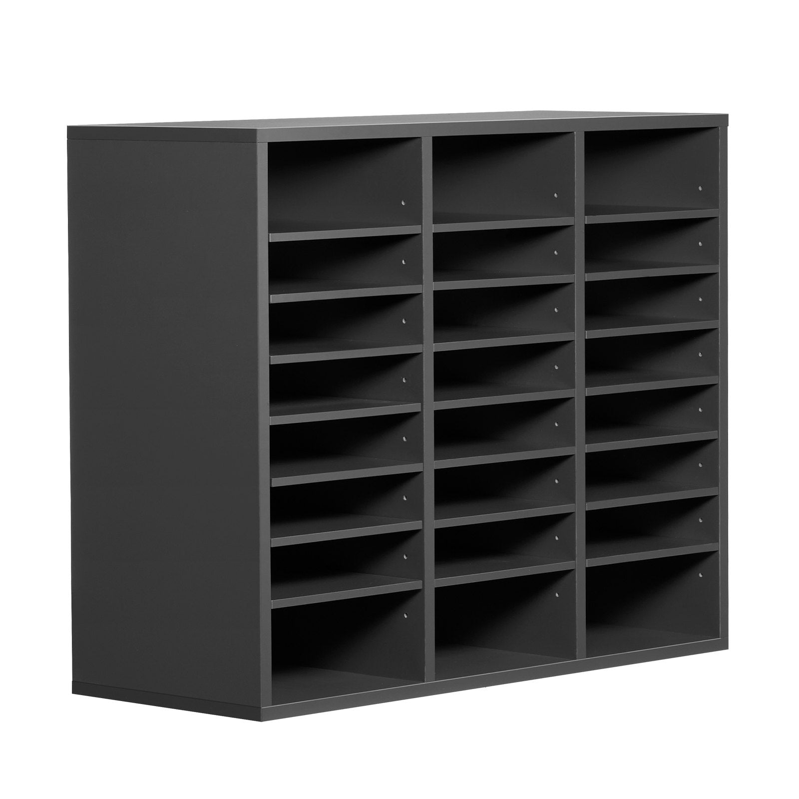 VEVOR Wooden Literature Organizer 24 Compartments with Adjustable Shelves Grey 