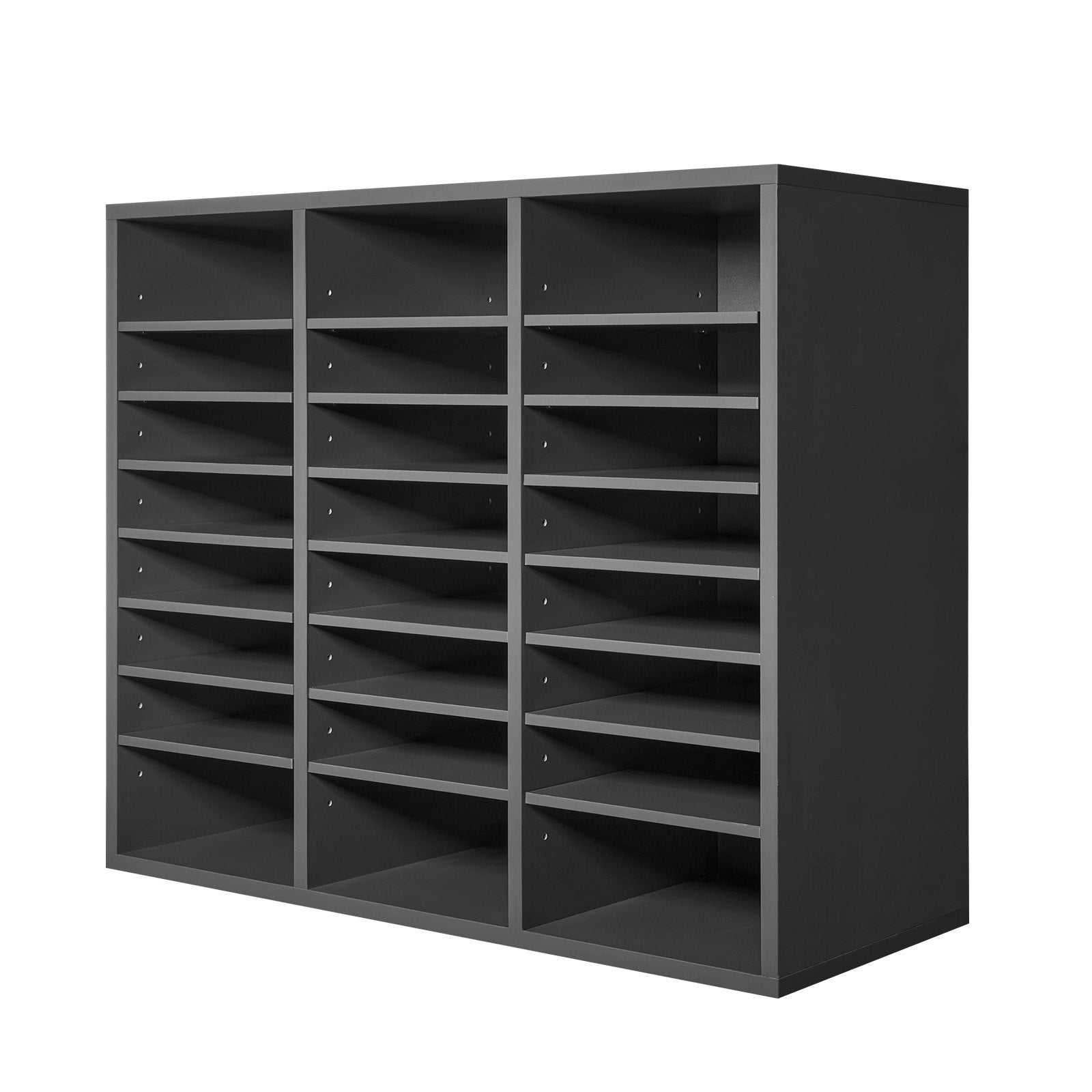 VEVOR Wooden Literature Organizer 24 Compartments with Adjustable Shelves Grey 