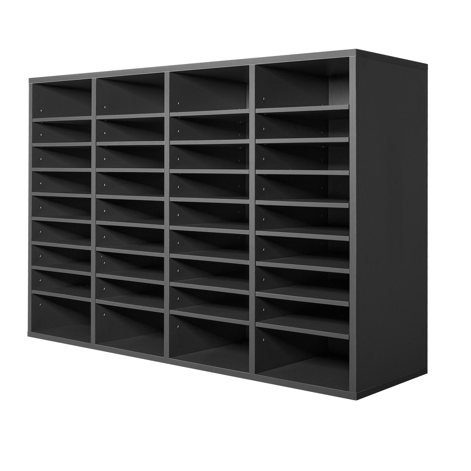 VEVOR Wooden Literature Organizer 36 Compartments with Adjustable Shelves Grey 