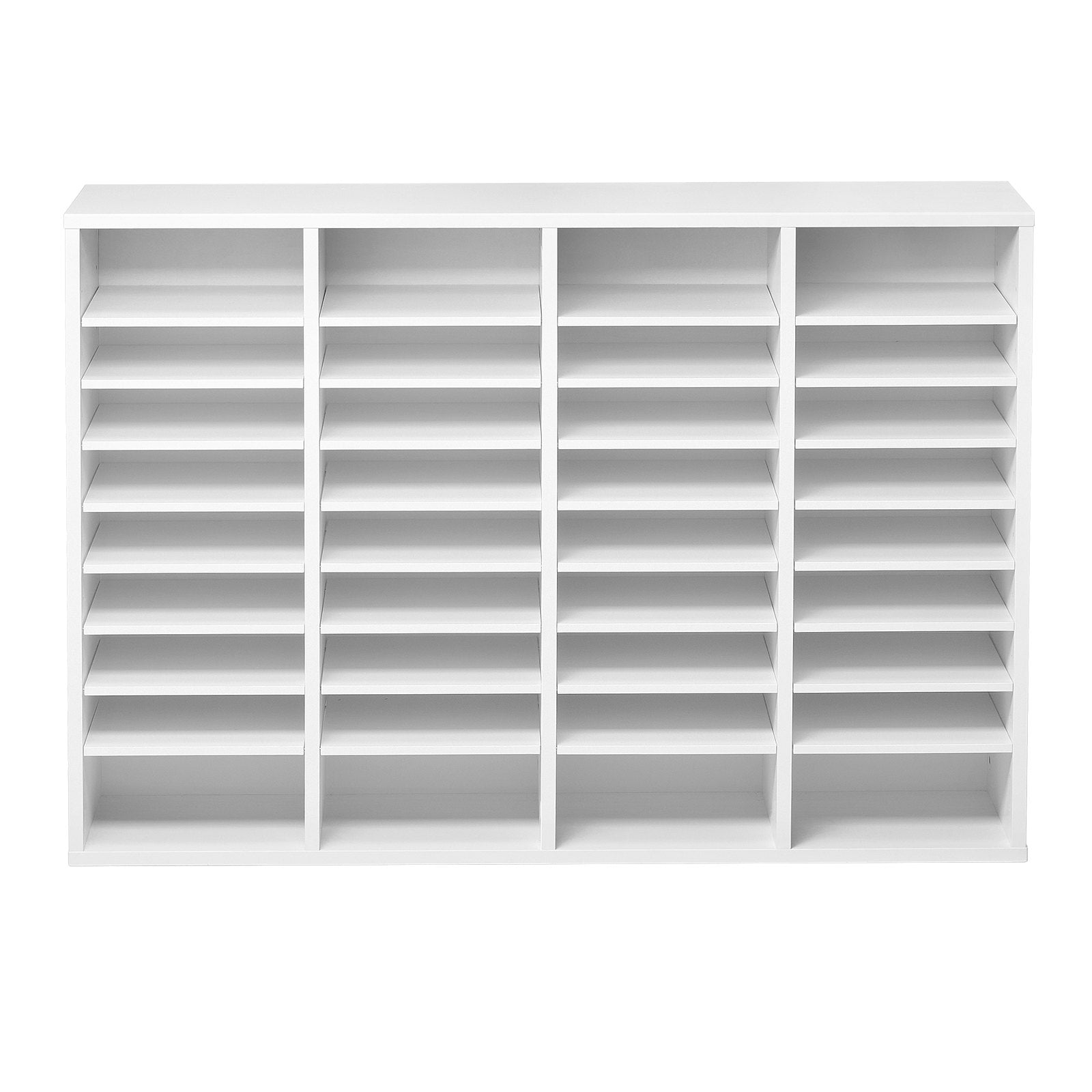 VEVOR Wooden Literature Organizer 36 Compartments with Adjustable Shelves White 