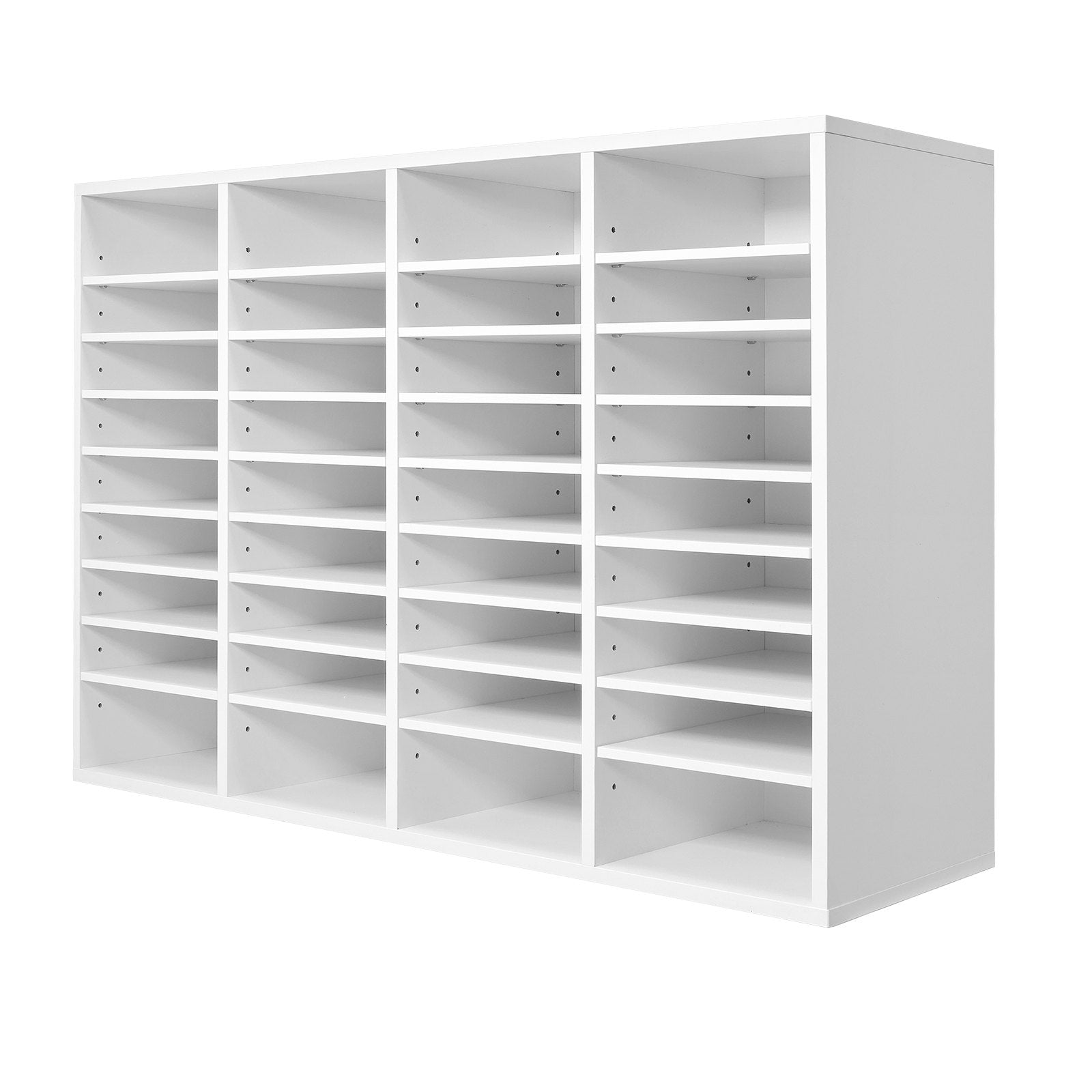 VEVOR Wooden Literature Organizer 36 Compartments with Adjustable Shelves White 