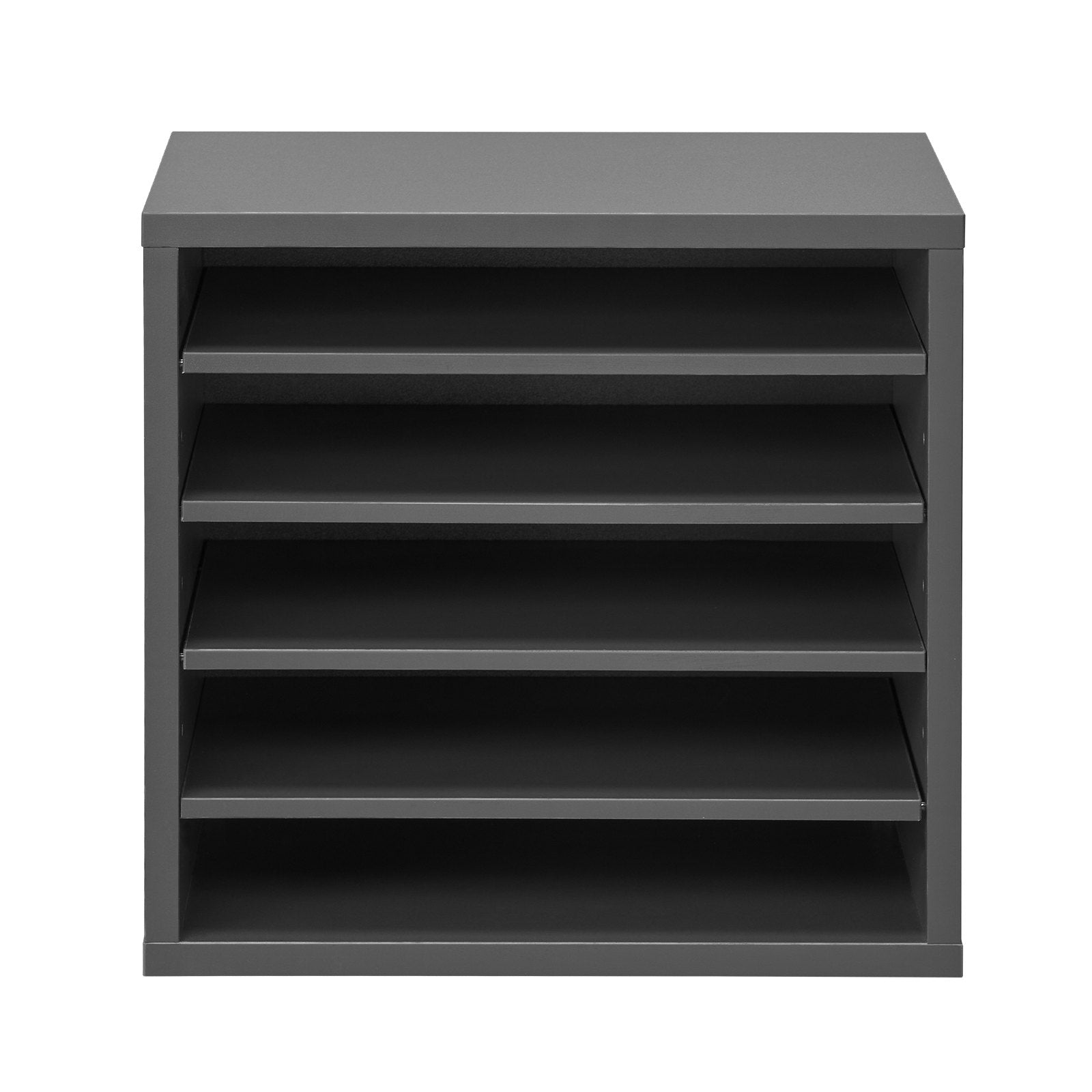 VEVOR Wooden Literature Organizer 5 Compartments with Adjustable Shelves Grey 