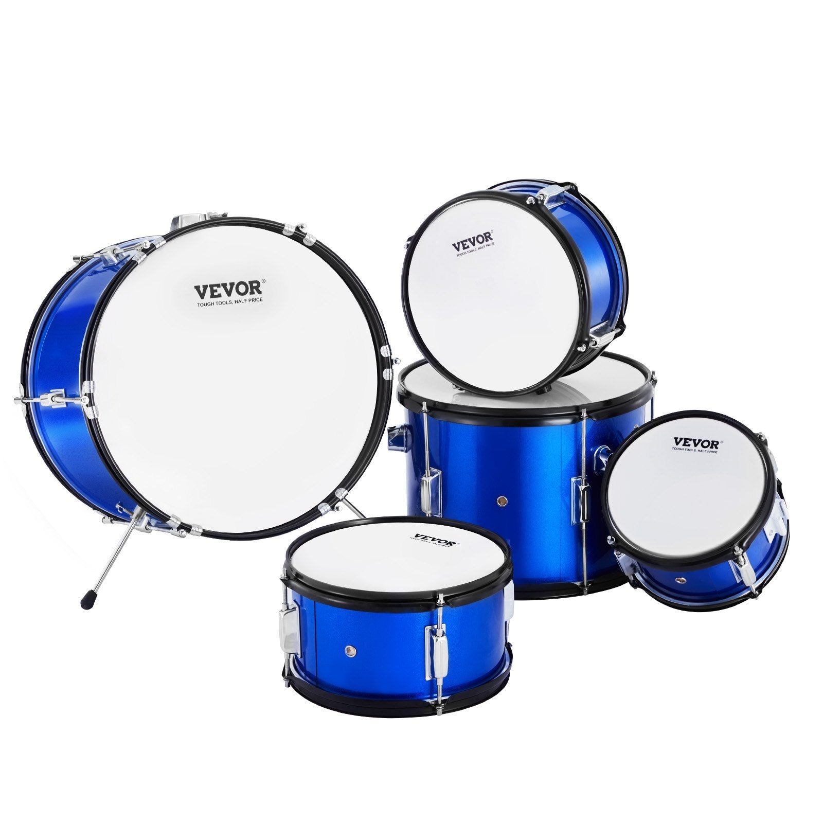 VEVOR Kids Drum Set, 5-Piece, 16 in Beginner Full Drum Set with Bass Toms Snare Floor Drum Adjustable Throne Cymbal Hi-Hat Pedal and Two Pairs of Drumsticks, Starter Drum Kit for Child Kids, Blue 