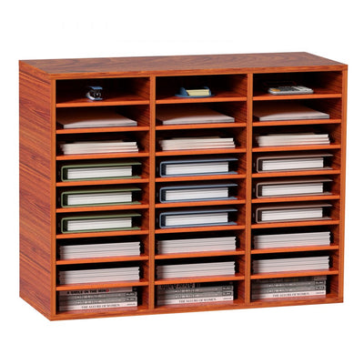 VEVOR Wood Literature Organizer File Sorter Paper Storage Holder 27 Slots Brown 