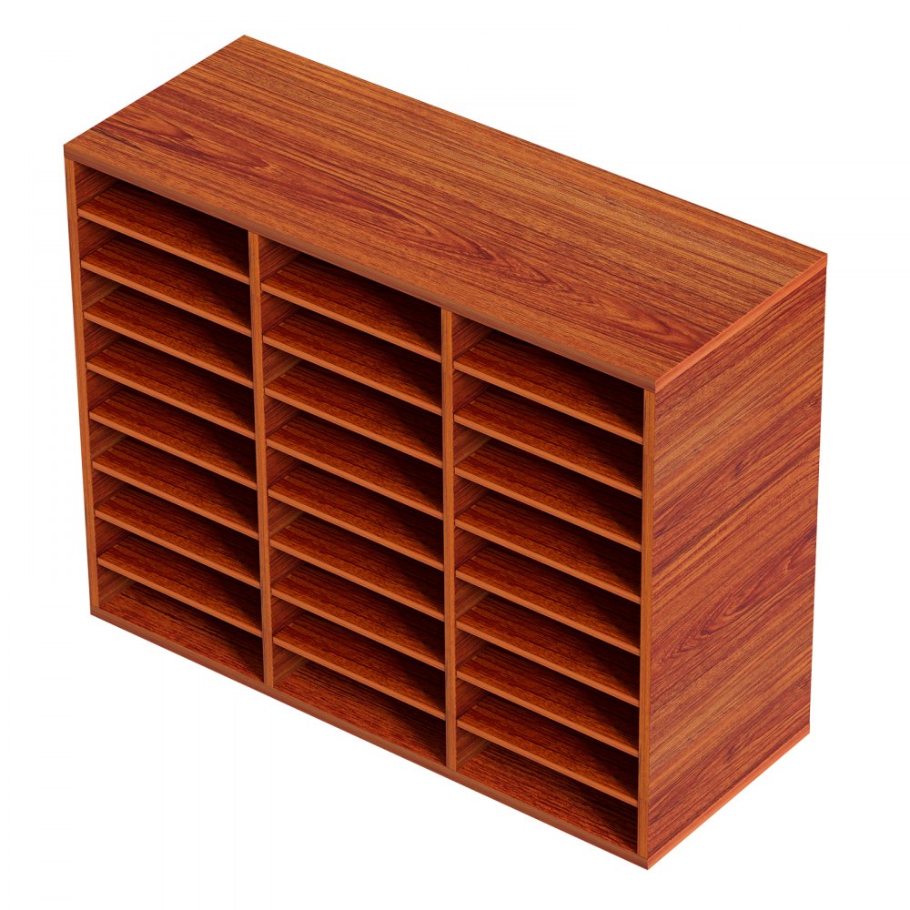VEVOR Wood Literature Organizer File Sorter Paper Storage Holder 27 Slots Brown 