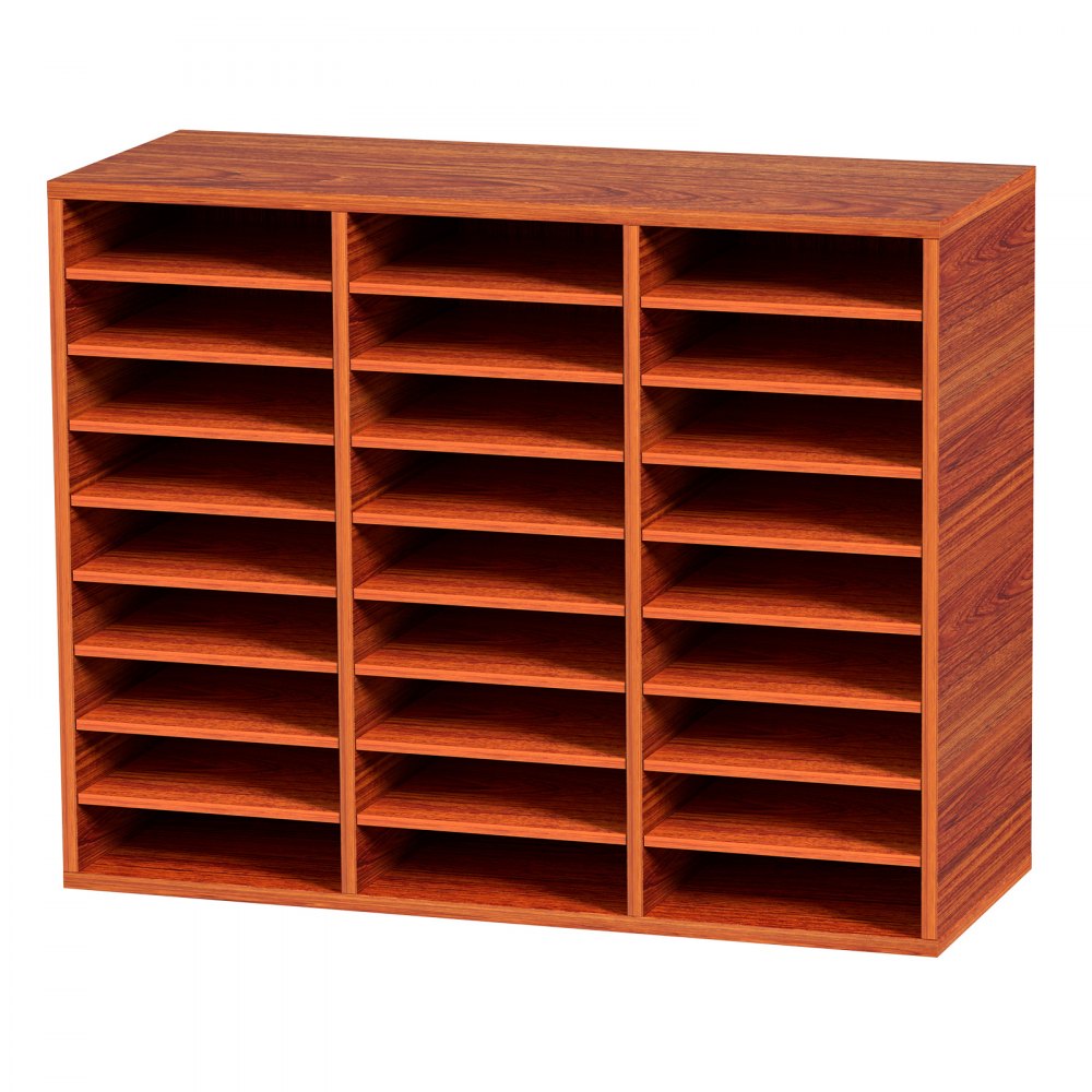 VEVOR Wood Literature Organizer File Sorter Paper Storage Holder 27 Slots Brown 