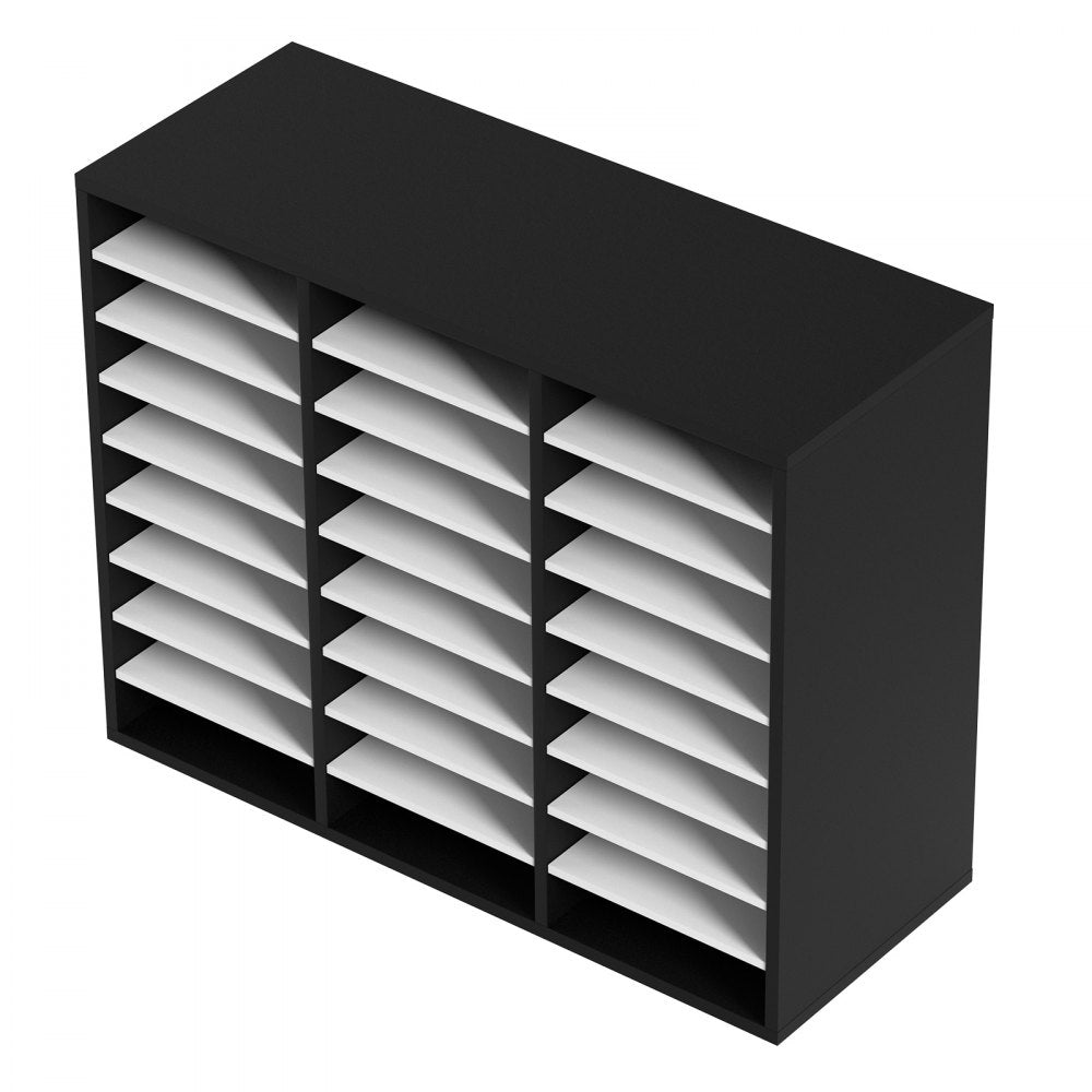 VEVOR Wood Literature Organizer File Sorter Paper Storage Holder 27 Slots Black 