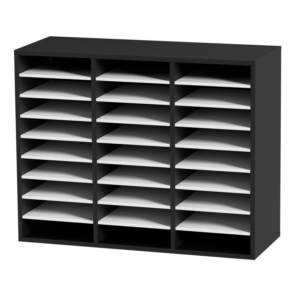 VEVOR Wood Literature Organizer File Sorter Paper Storage Holder 27 Slots Black 