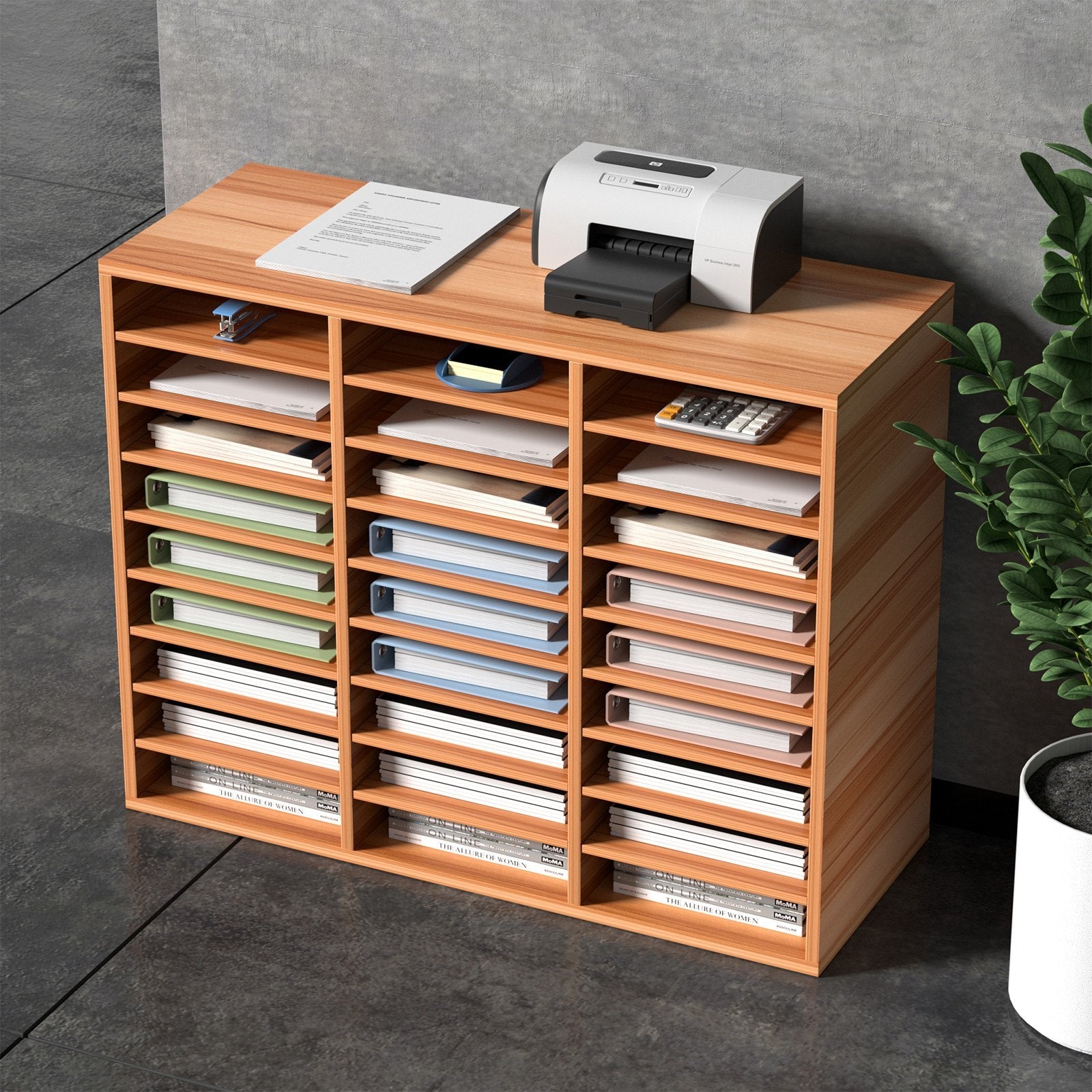 VEVOR Wood Literature Organizer File Sorter Paper Storage Holder 27 Slots White 