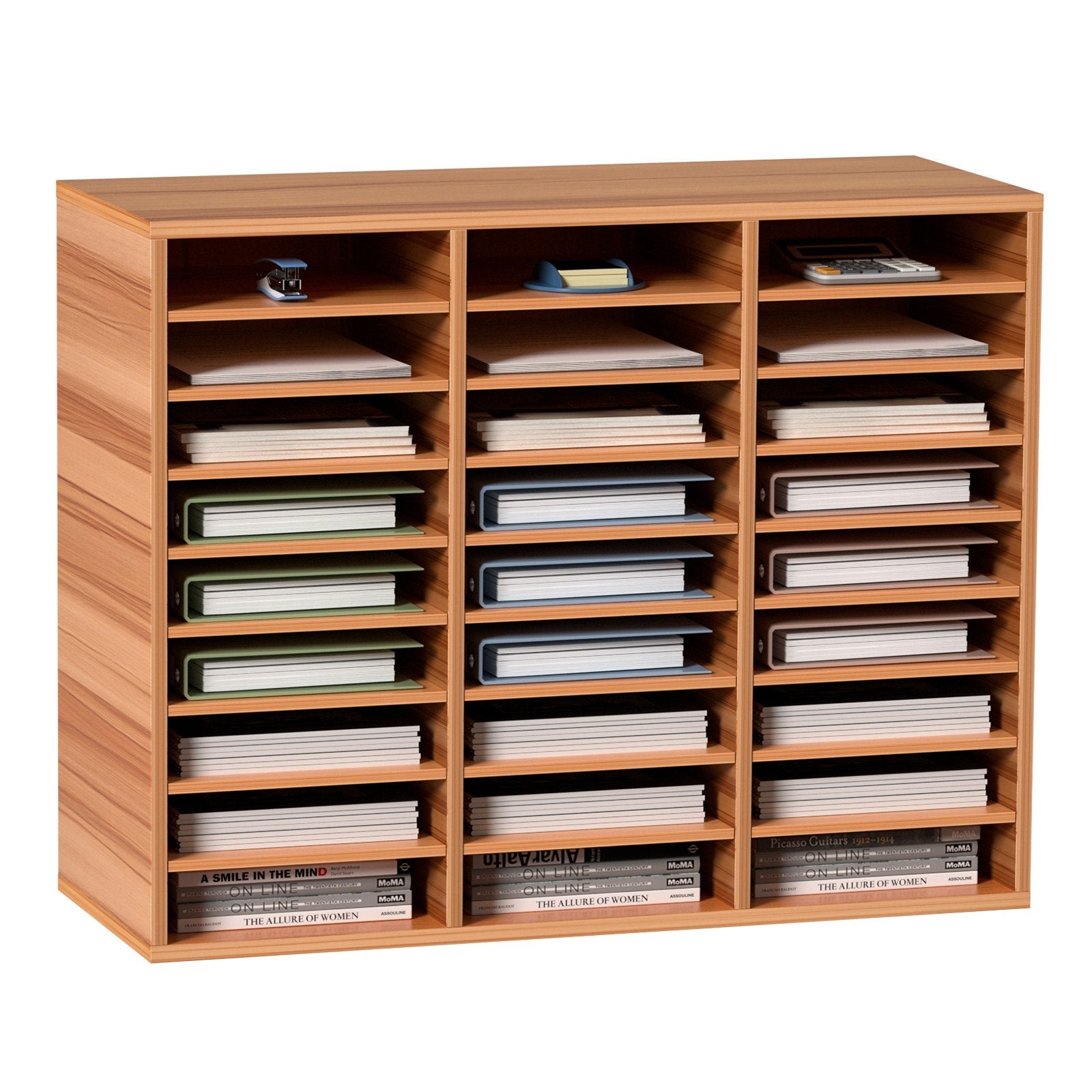 VEVOR Wood Literature Organizer File Sorter Paper Storage Holder 27 Slots White 