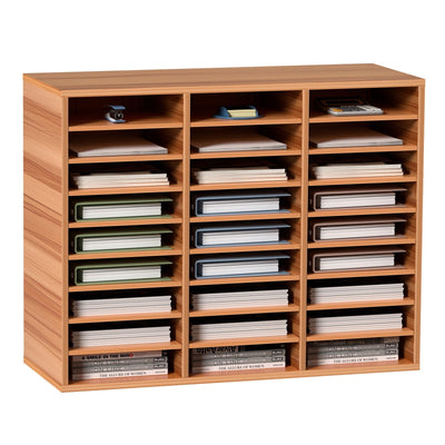 VEVOR Wood Literature Organizer File Sorter Paper Storage Holder 27 Slots White 