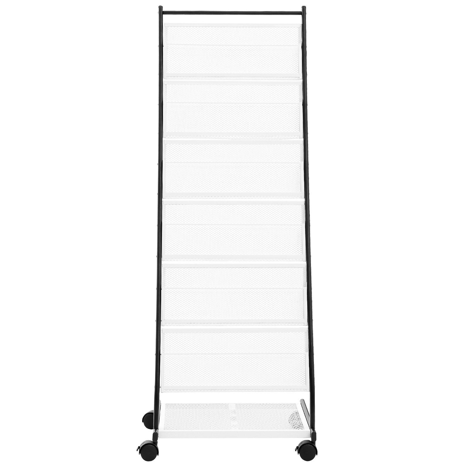 VEVOR Brochure Display Rack, 6-Tier Magazine Literature Display Stand, Floor Standing Magazine Rack Newspaper Catalog Holders, Movable with 4 Wheels (2 Lockable) for Shop Exhibitions Office, 6 Pockets 