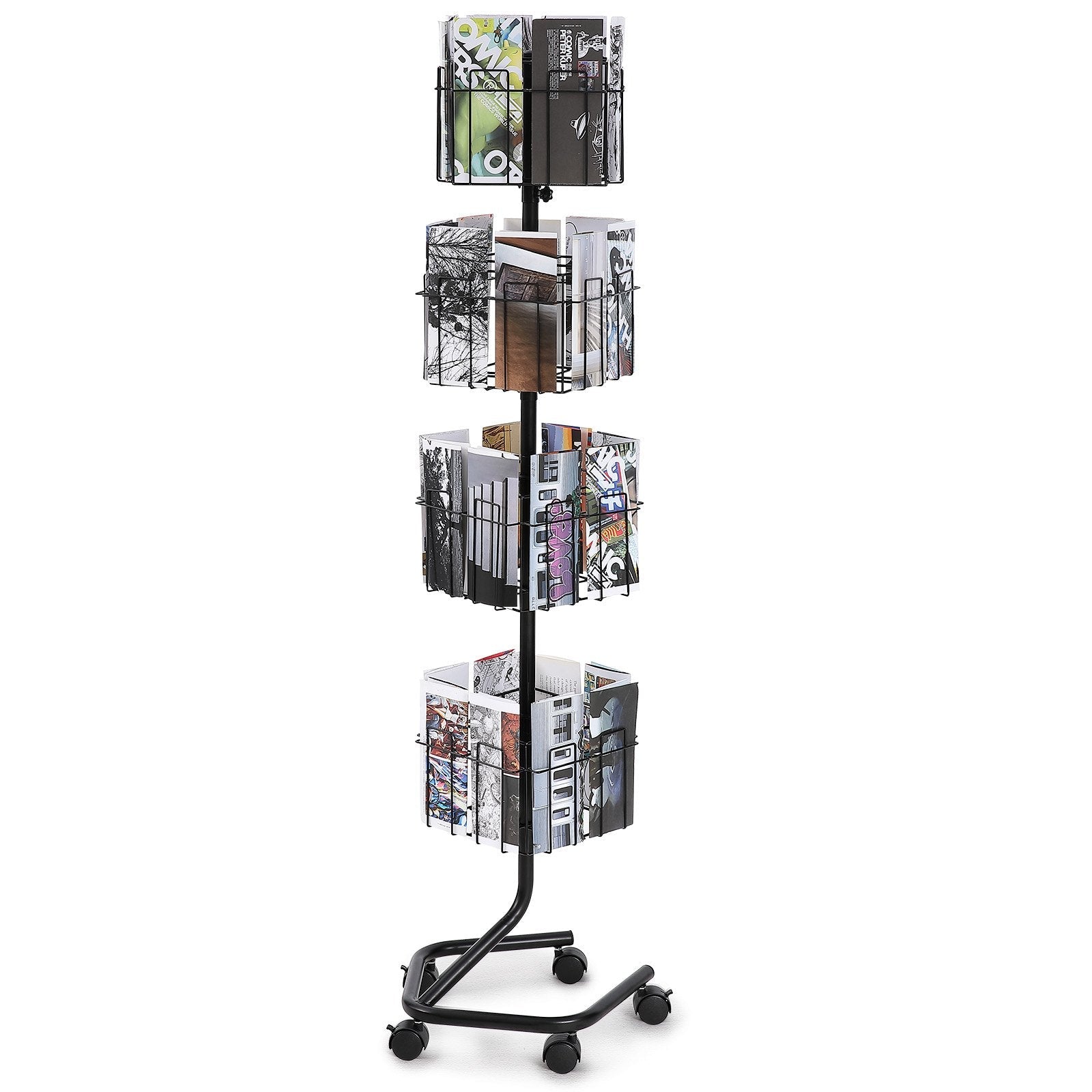 VEVOR Brochure Display Rack 32-Pocket Rotating Literature Display Stand 5 Wheels 