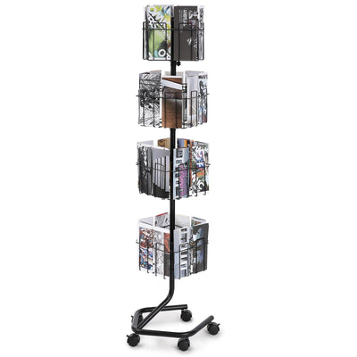 VEVOR Brochure Display Rack 32-Pocket Rotating Literature Display Stand 5 Wheels 