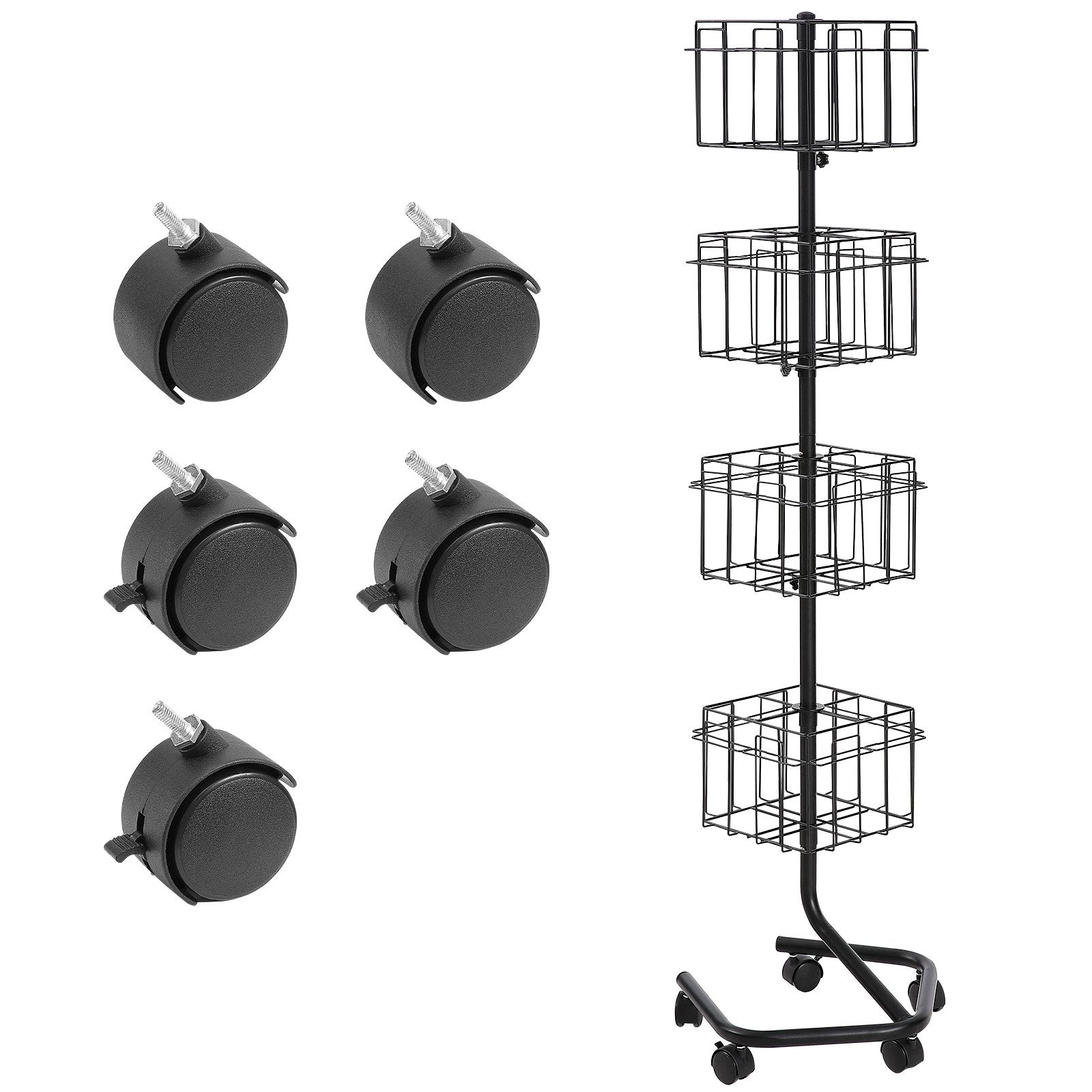 VEVOR Brochure Display Rack 32-Pocket Rotating Literature Display Stand 5 Wheels 