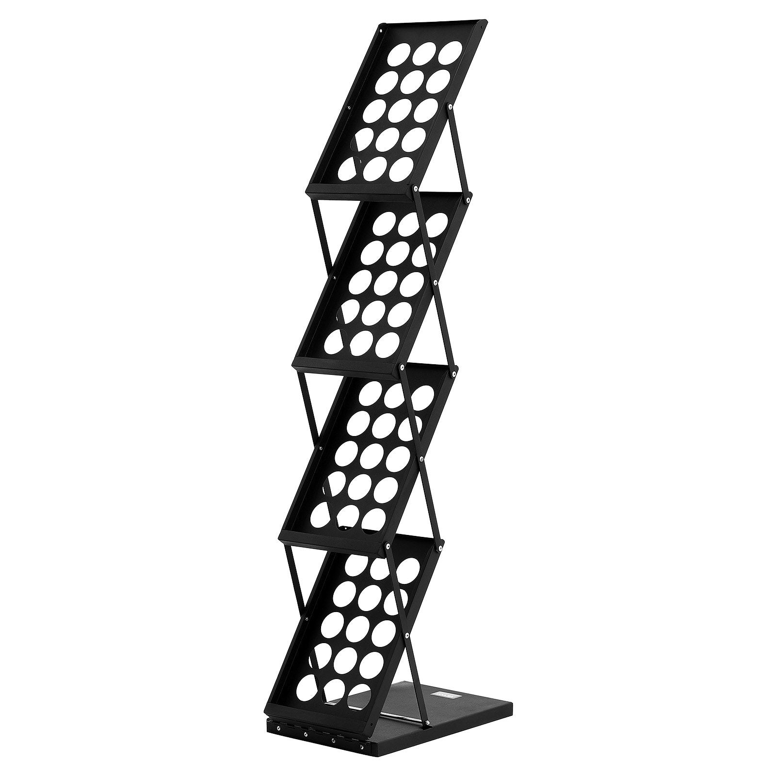 VEVOR Foldable Magazine Display Rack. 4-Tier Brochure Literature Display Stand, Portable Catalog Brochure Holder Stand with Carrying Bag for Office Trade Show Exhibitions, 4 Pockets 