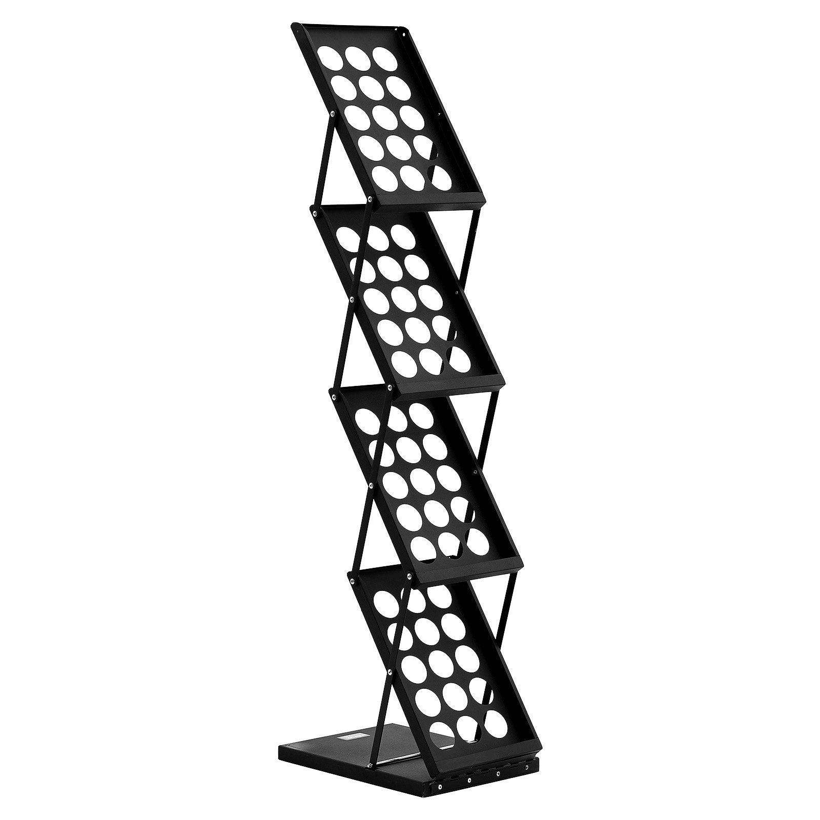 VEVOR Foldable Magazine Display Rack. 4-Tier Brochure Literature Display Stand, Portable Catalog Brochure Holder Stand with Carrying Bag for Office Trade Show Exhibitions, 4 Pockets 