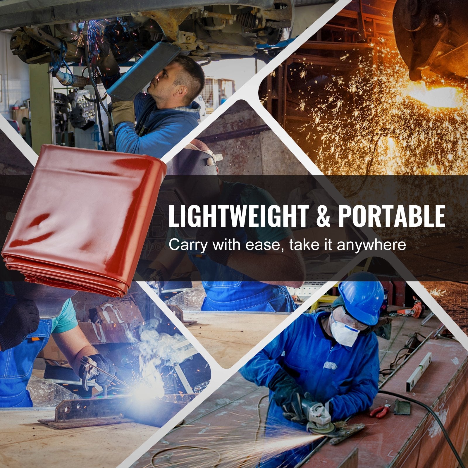 VEVOR Welding Curtain Screen 6'x6' Flame-Resistant Vinyl Hanging Welding Screen 